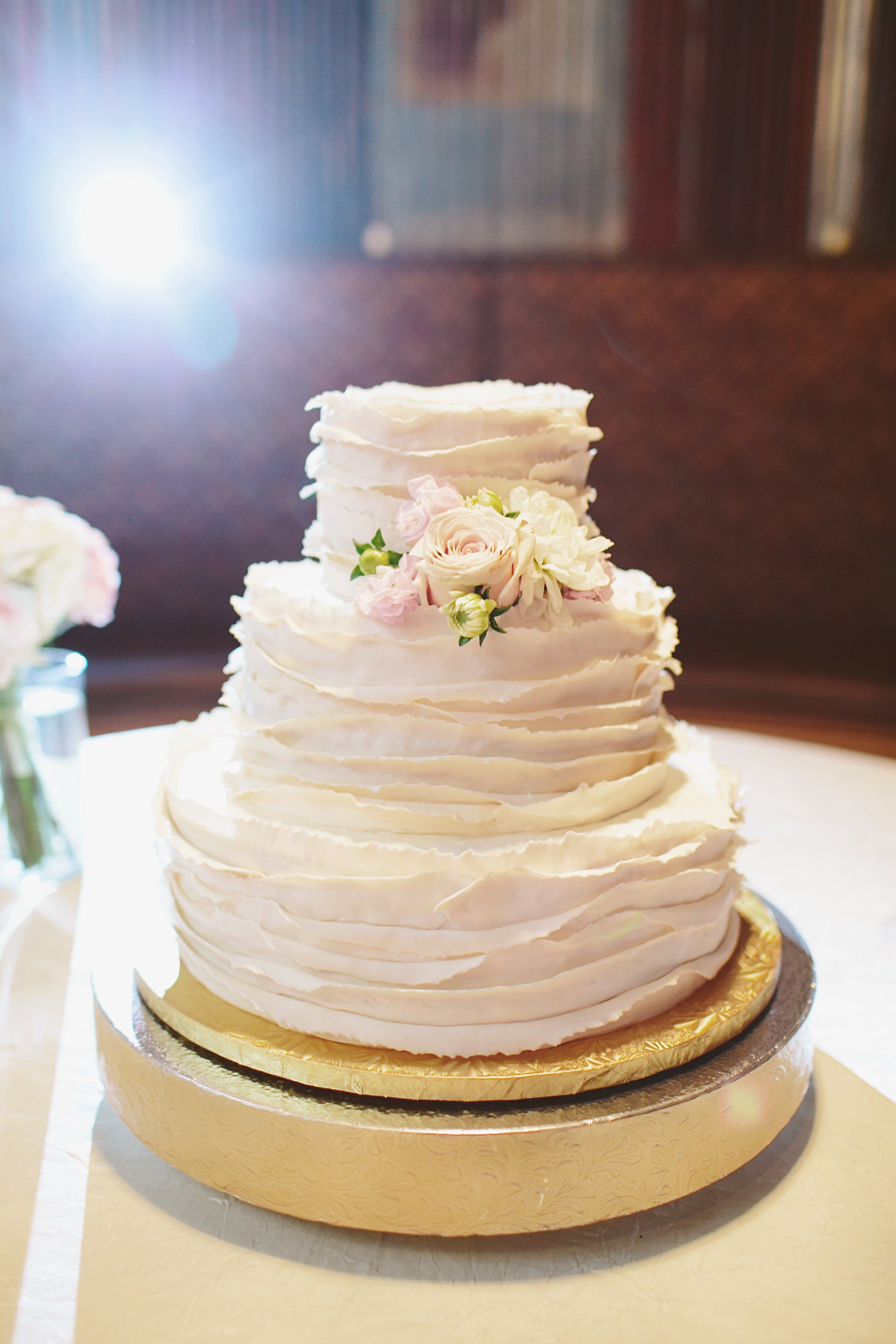 Ruffled White Wedding Cake