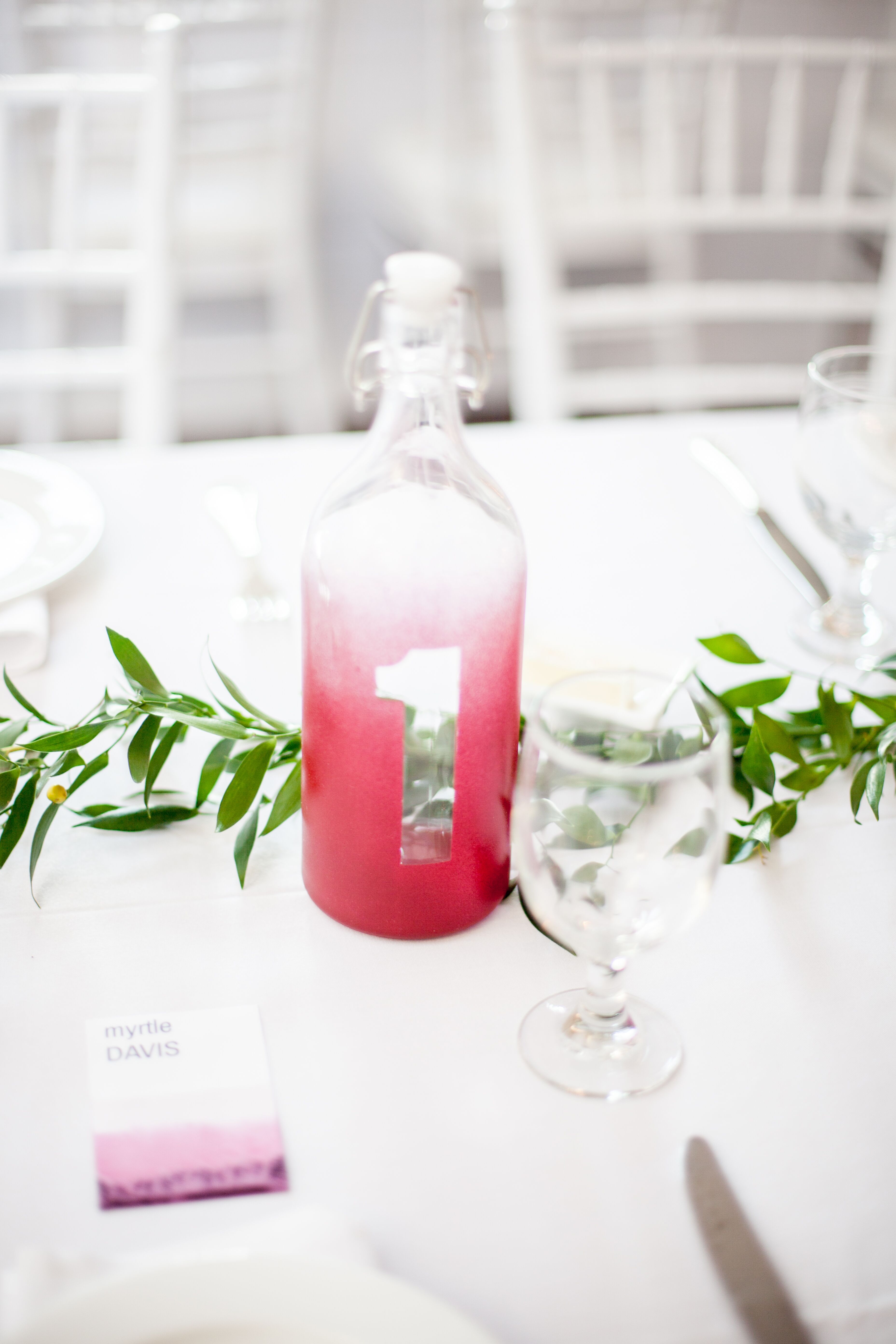 Pink Ombre Bottle Table Numbers