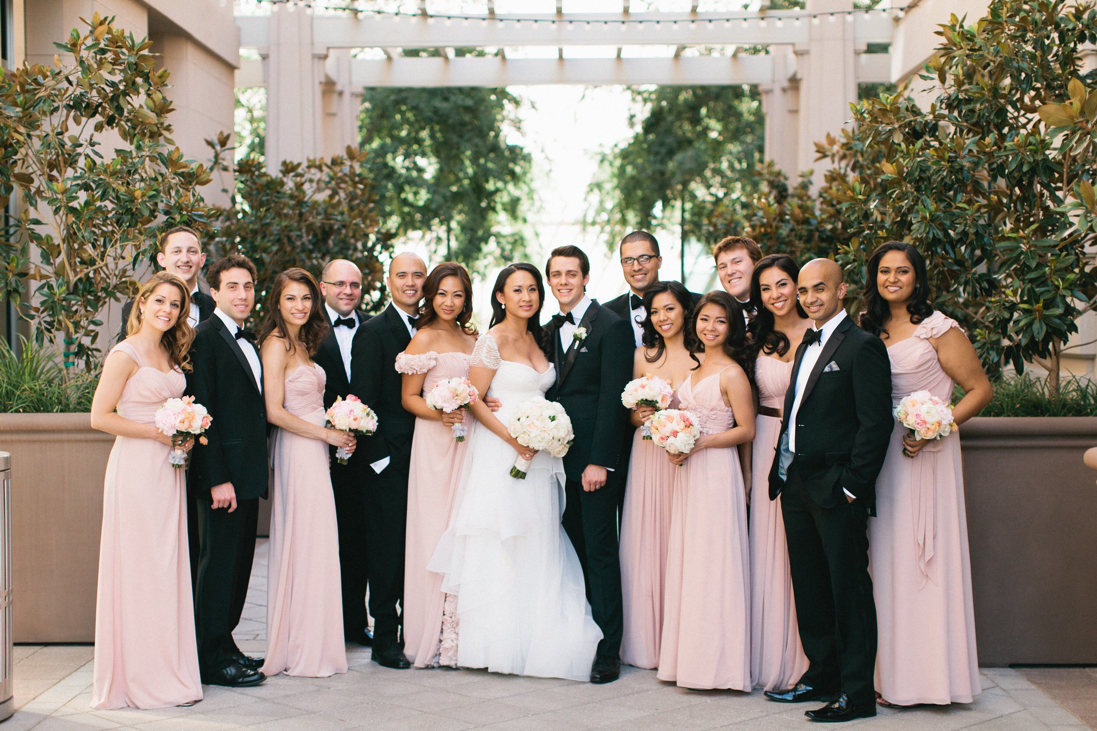 Dusty Rose and Black Wedding Party