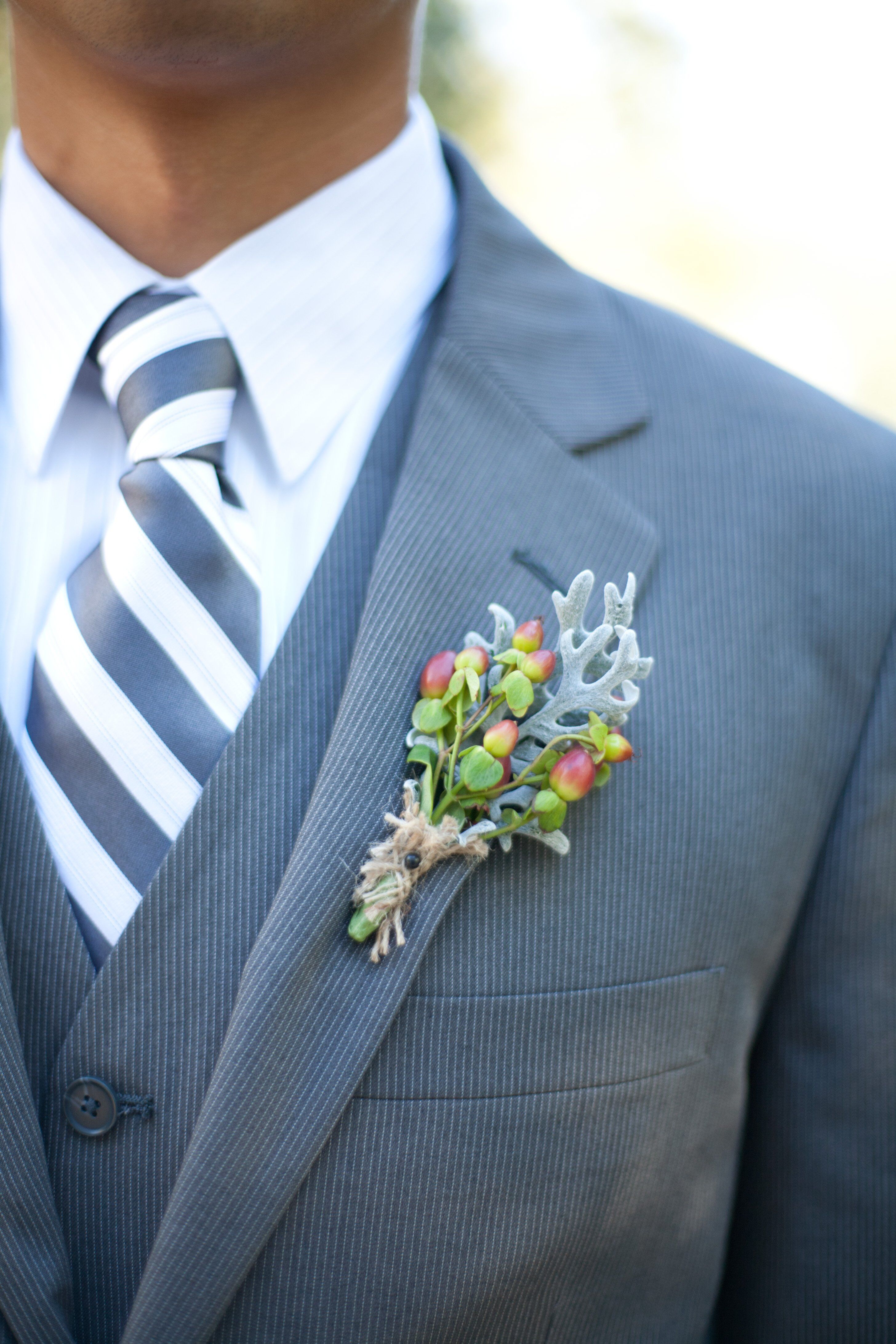 Hypericum Berry and Dusty Miller Boutonniere