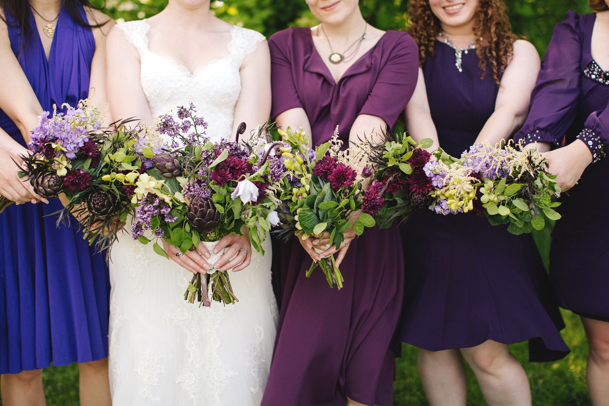 Purple Mismatched Bridesmaid Dresses