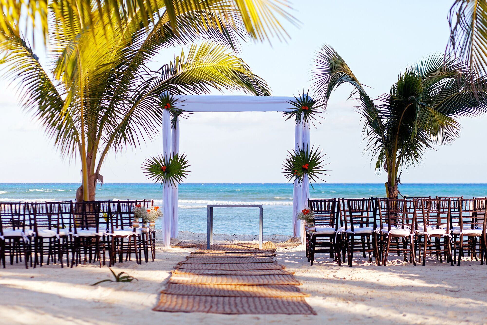 Tropical Wedding Arch With Palm Leaves