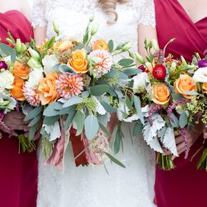 Burgundy and Peach Aisle Decorations