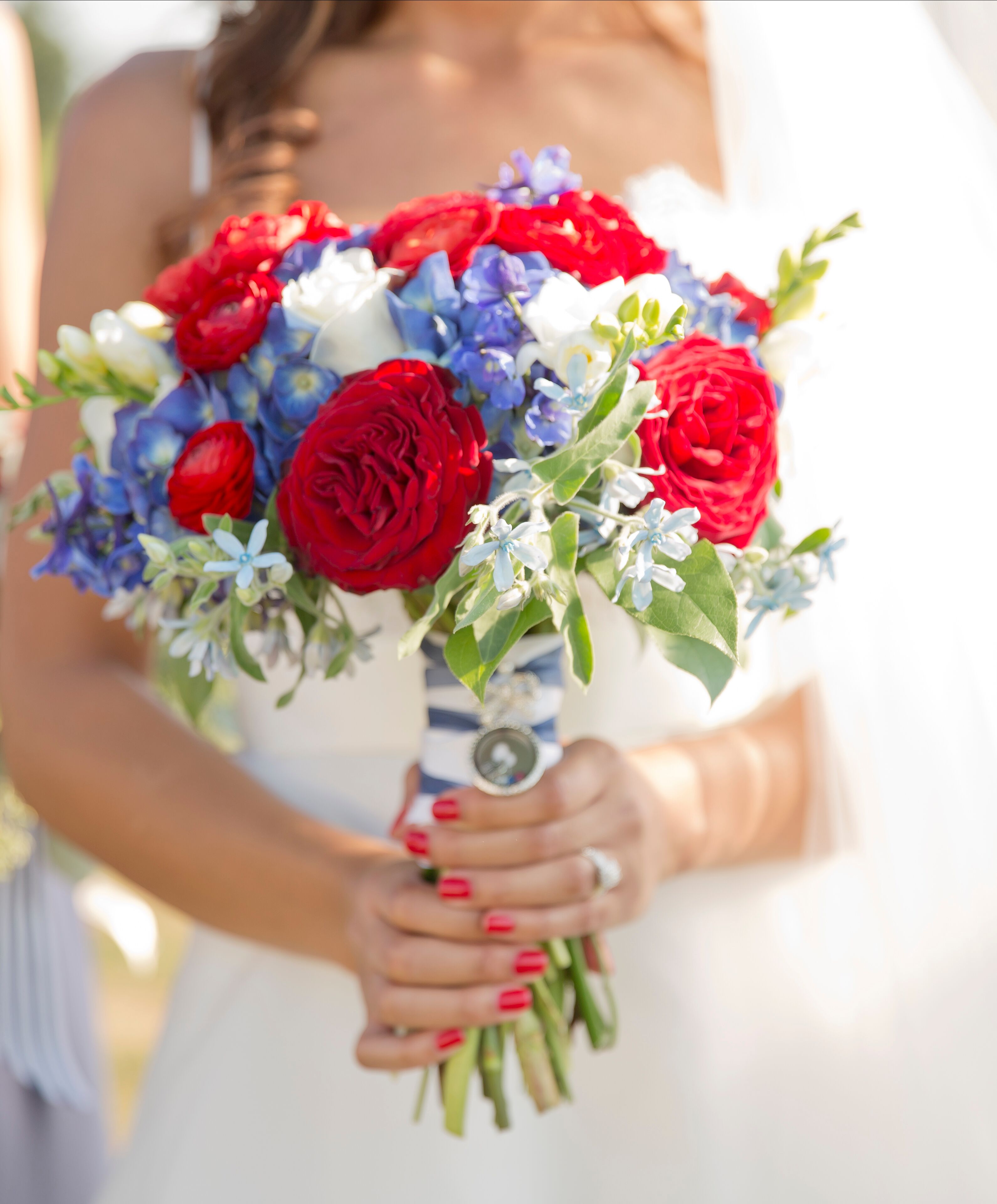 Red, White and Blue Rose Bridal Bouquet