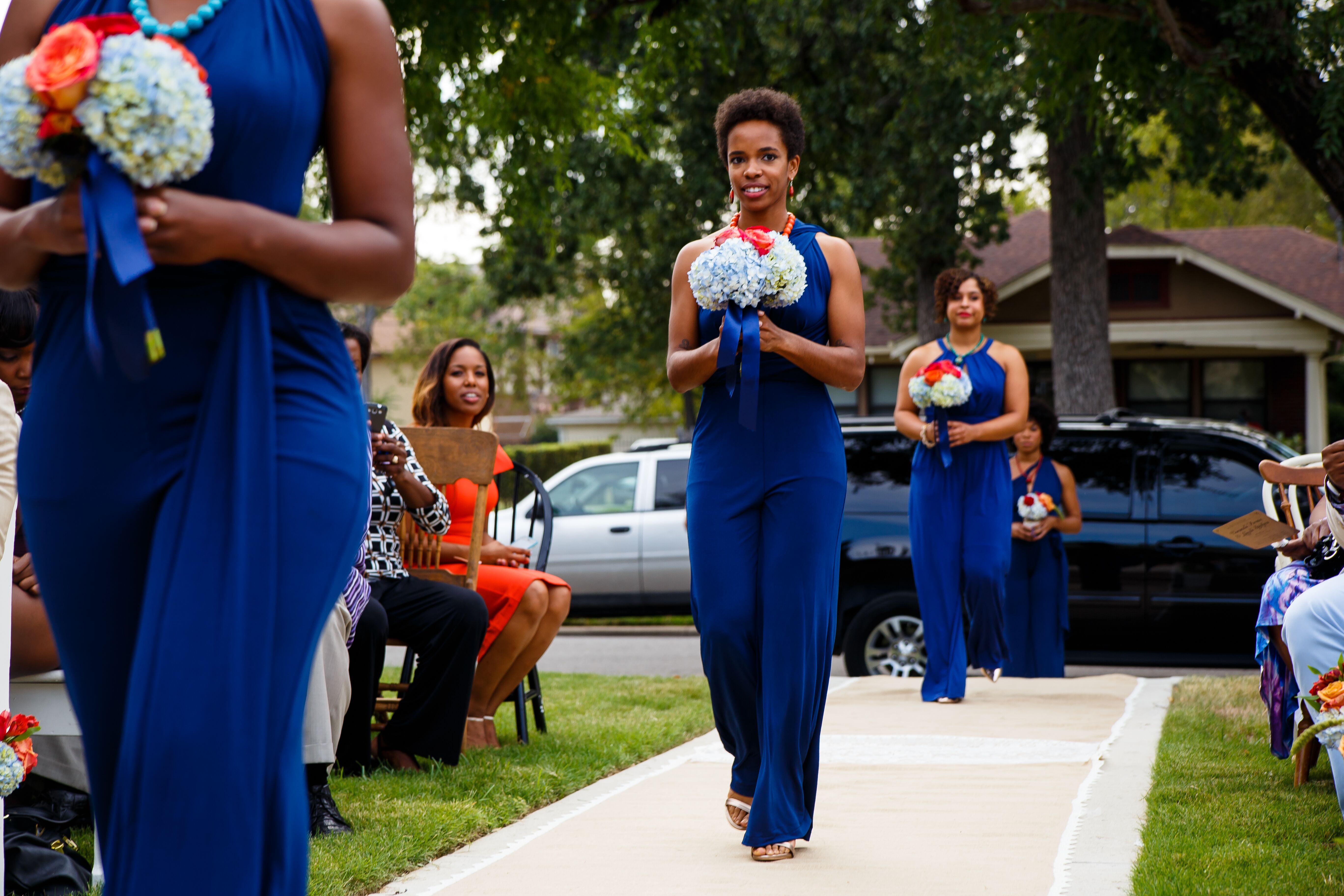 Royal Blue Long Bridesmaid Pantsuit