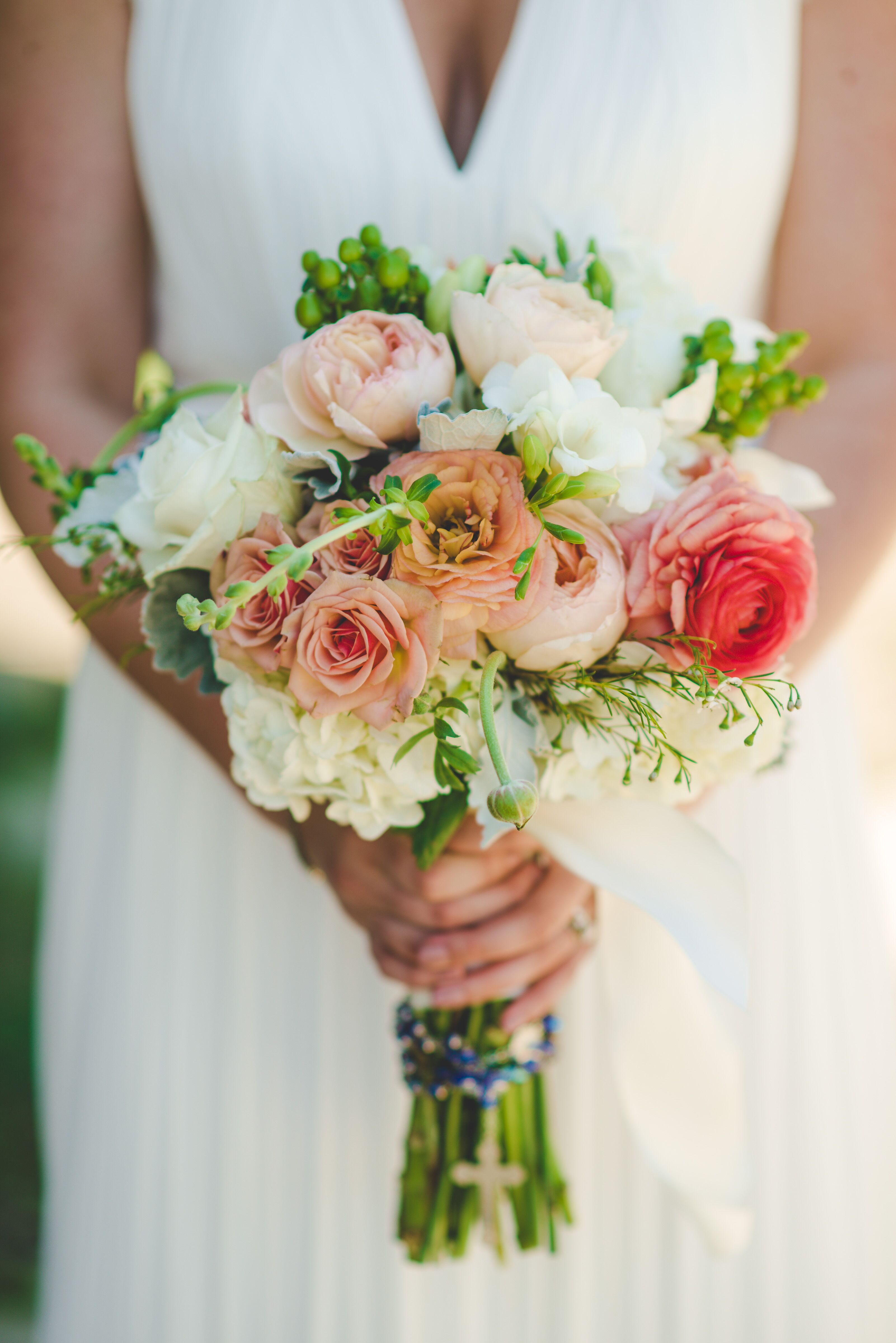 Pink and Peach Rose Bridal Bouquet