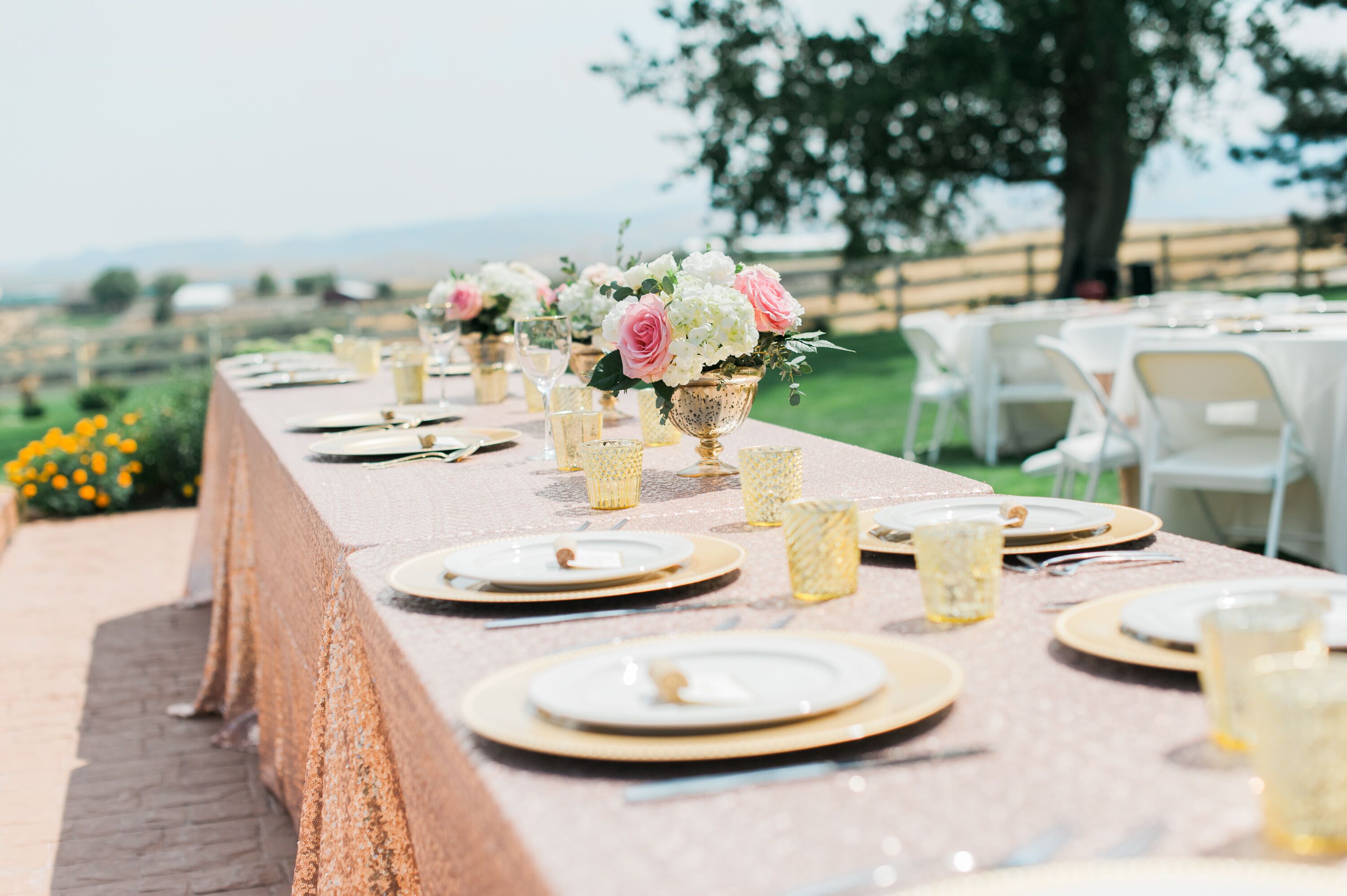 Gold Charger Plate Wedding Table Set Up