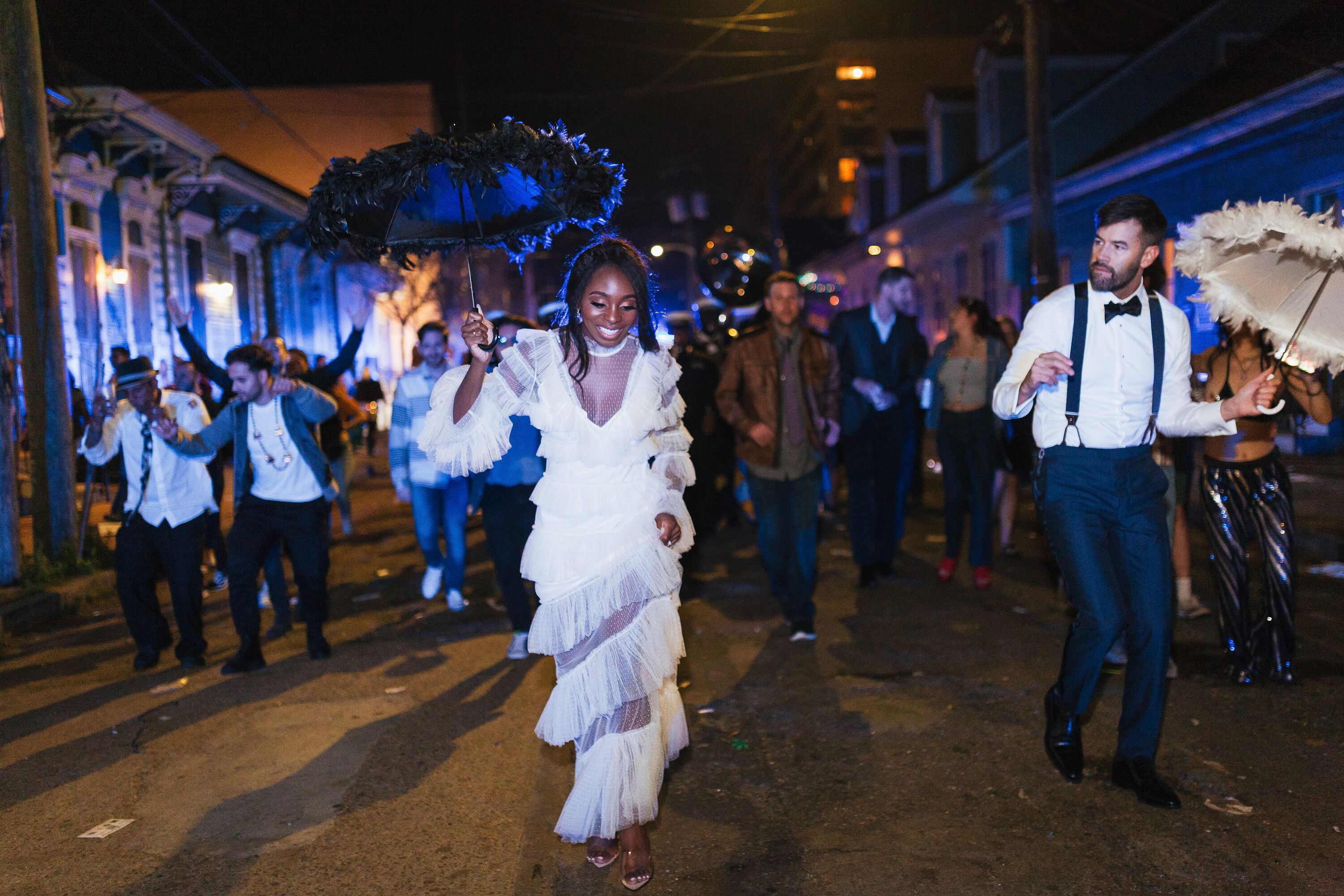 Second Line Parade at New Orleans Wedding at Race and Religious
