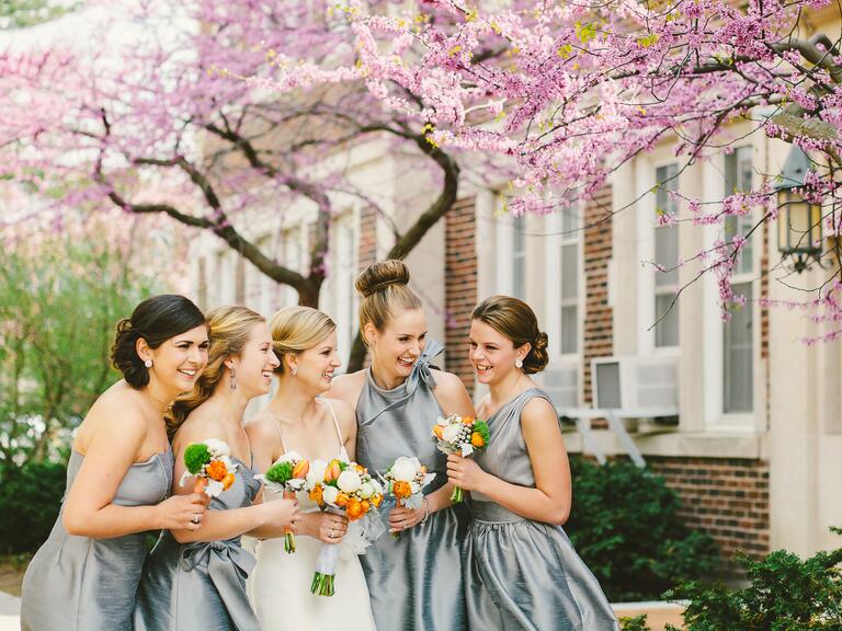 Preppy bridesmaids looks at spring wedding
