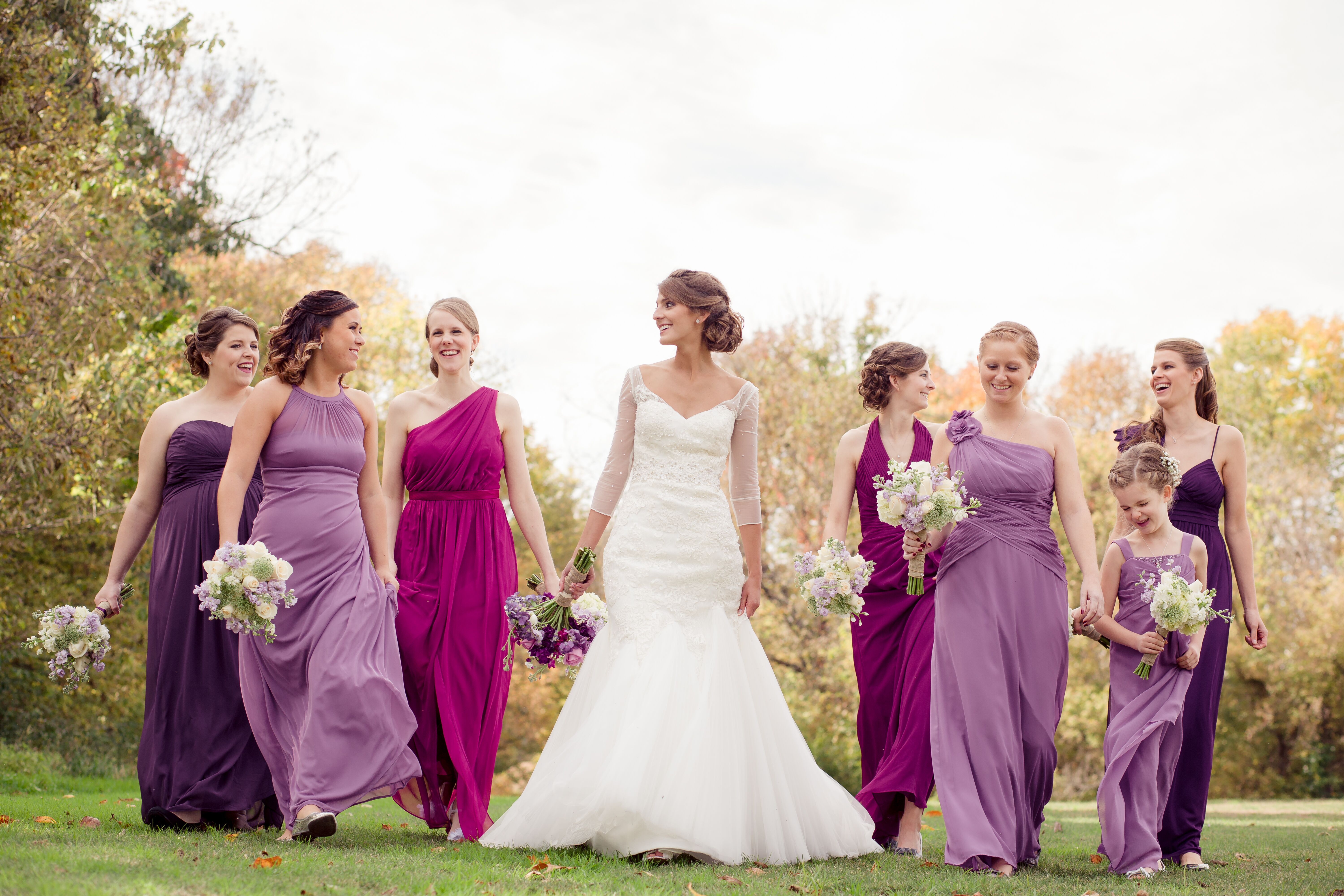 plum and lavender bridesmaid dresses