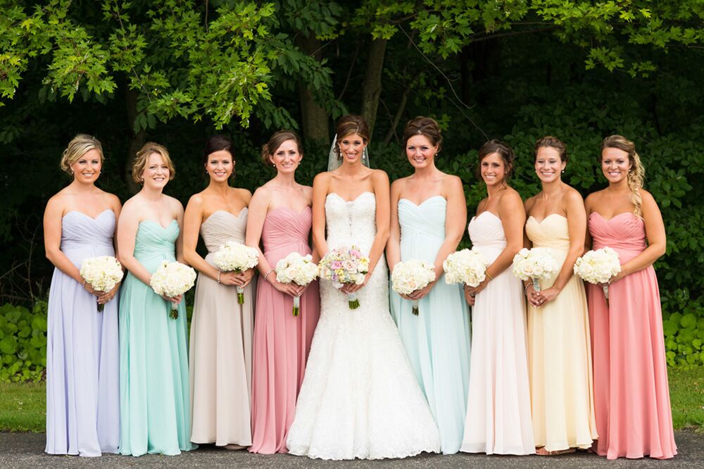Multi colored  Pastel  Bridesmaid  Dresses 