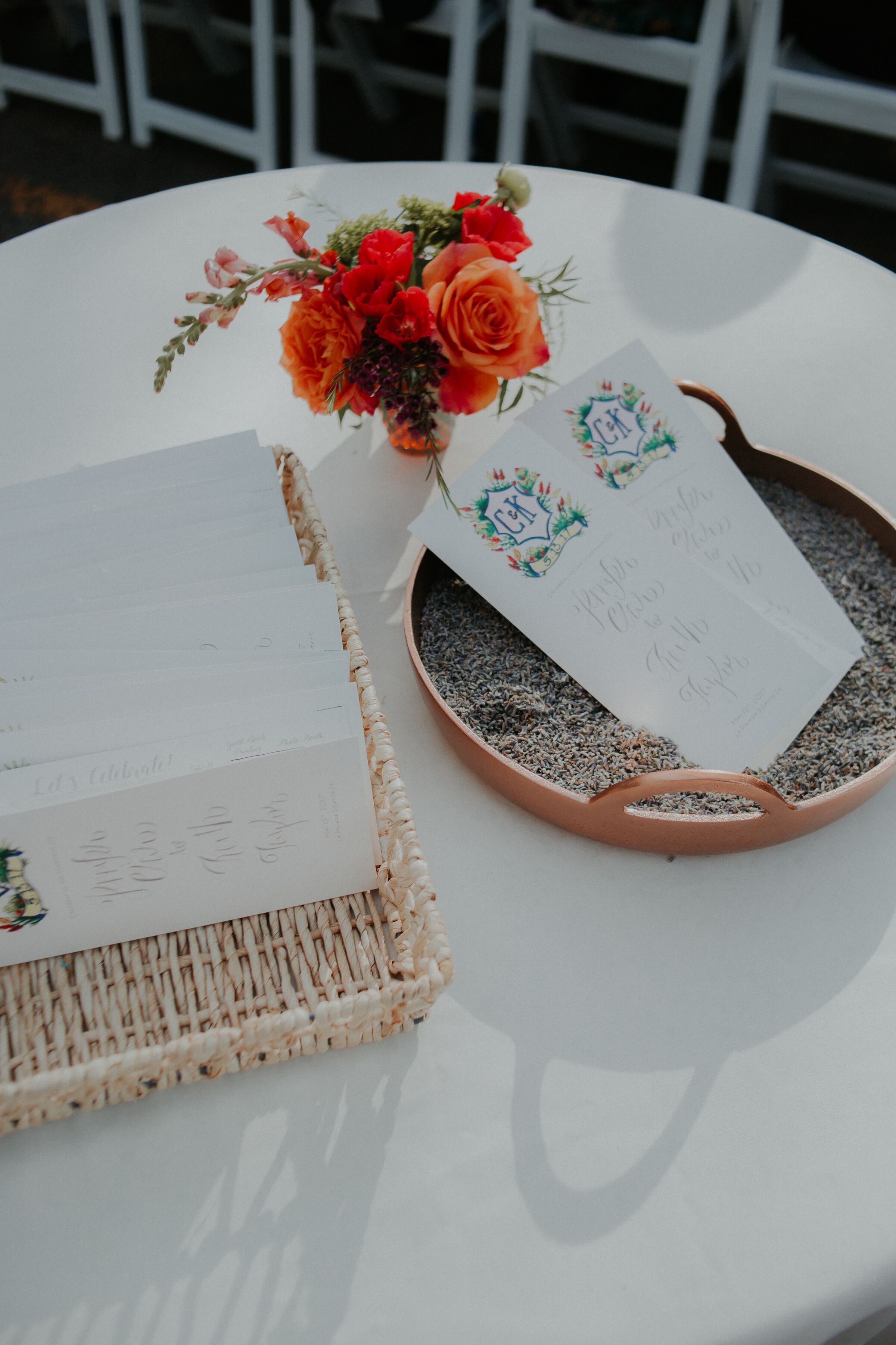 Hand-Lettered Programs with Colorful Floral Monogram