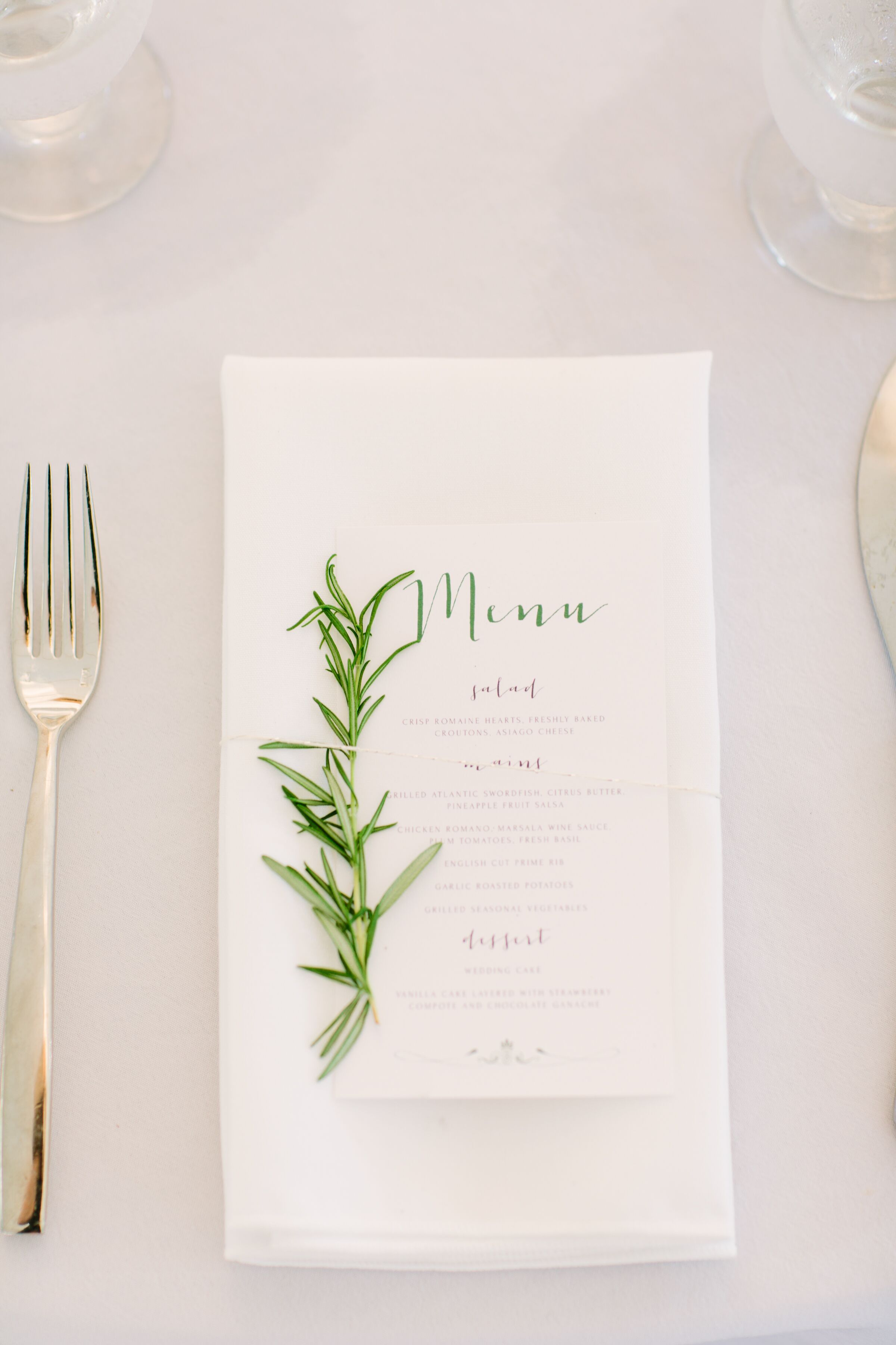 Rosemary-Accented Menu Cards