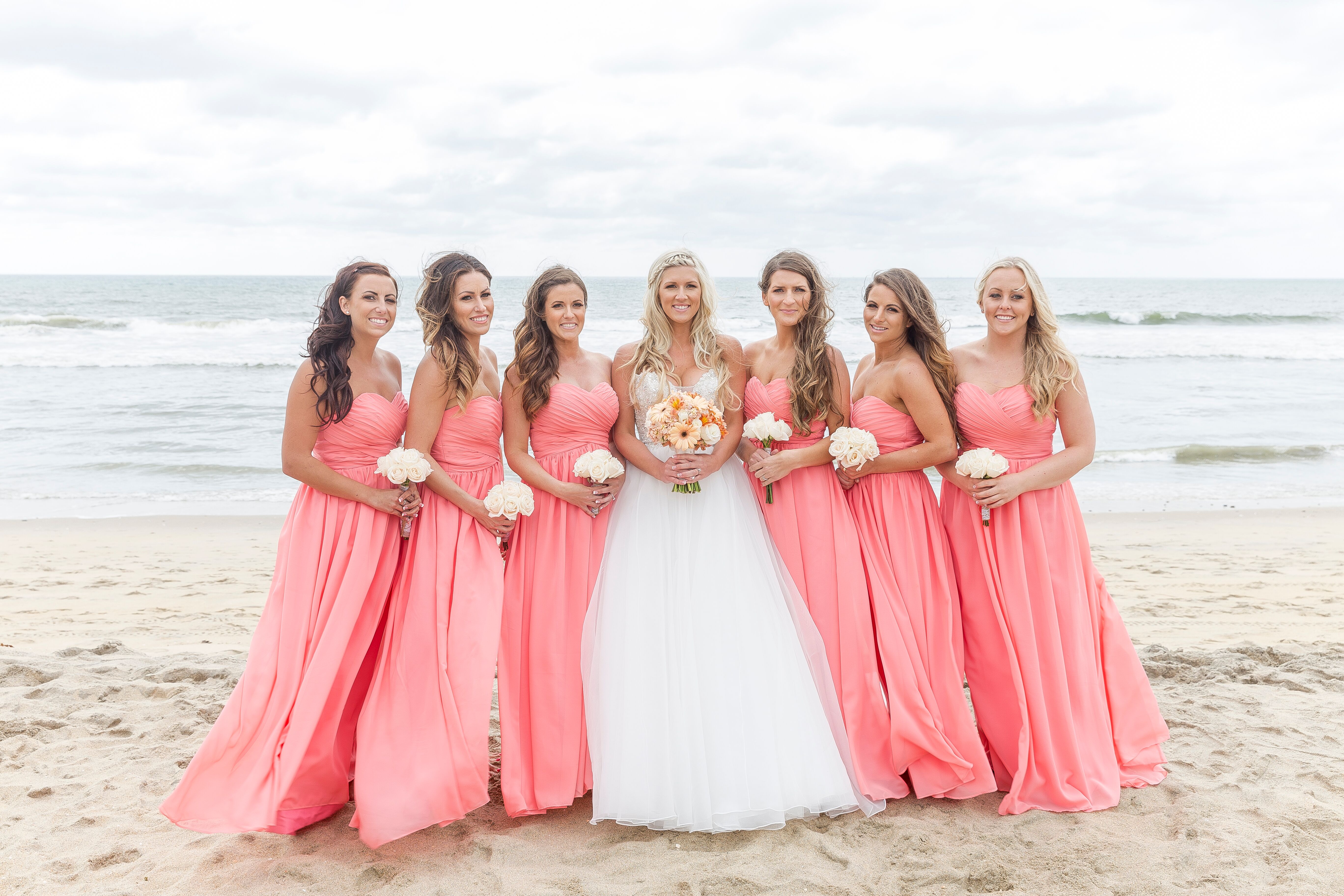 Coral beach bridesmaid outlet dresses