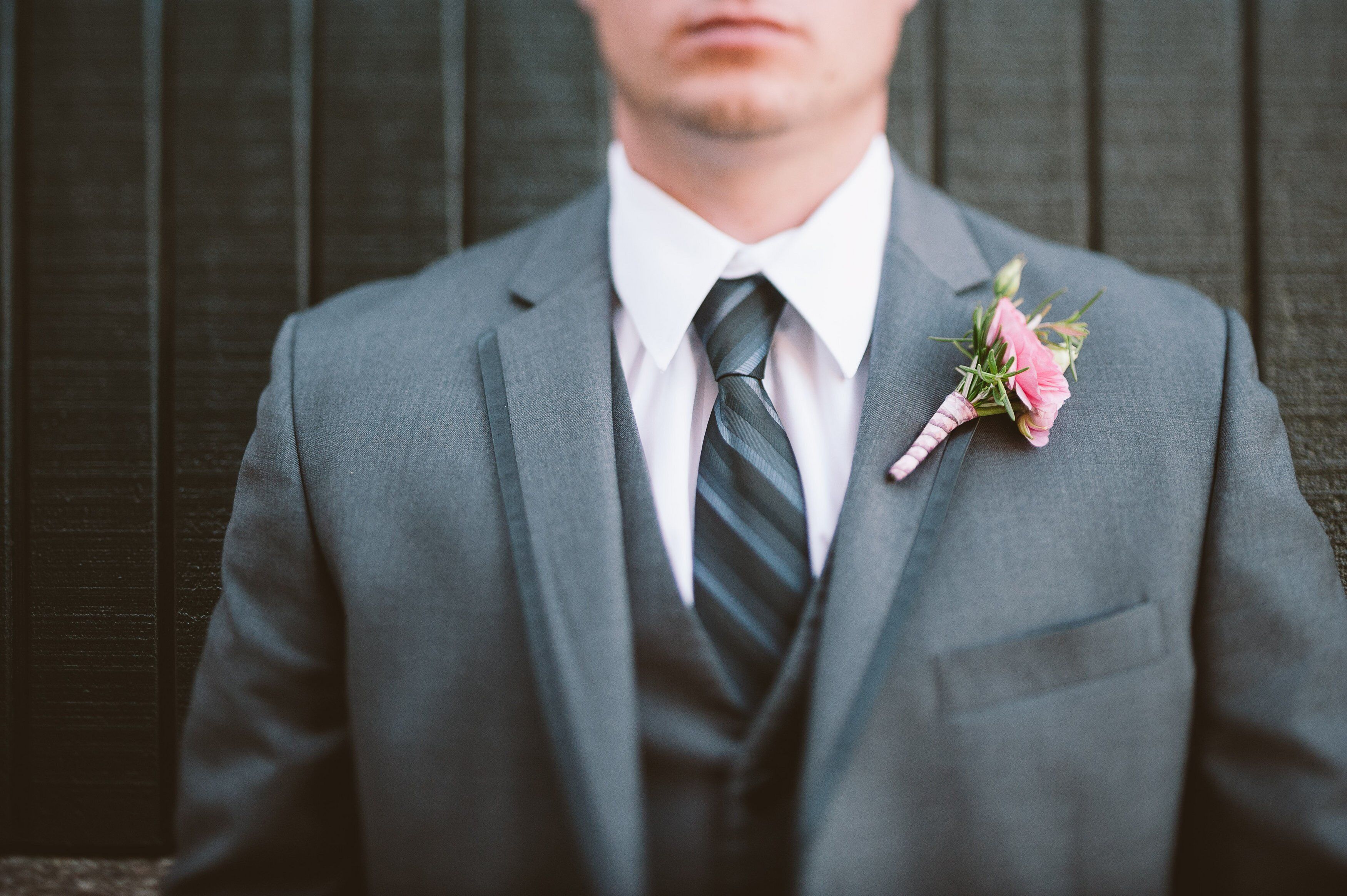Gray Tuxedo and Pink Boutonniere