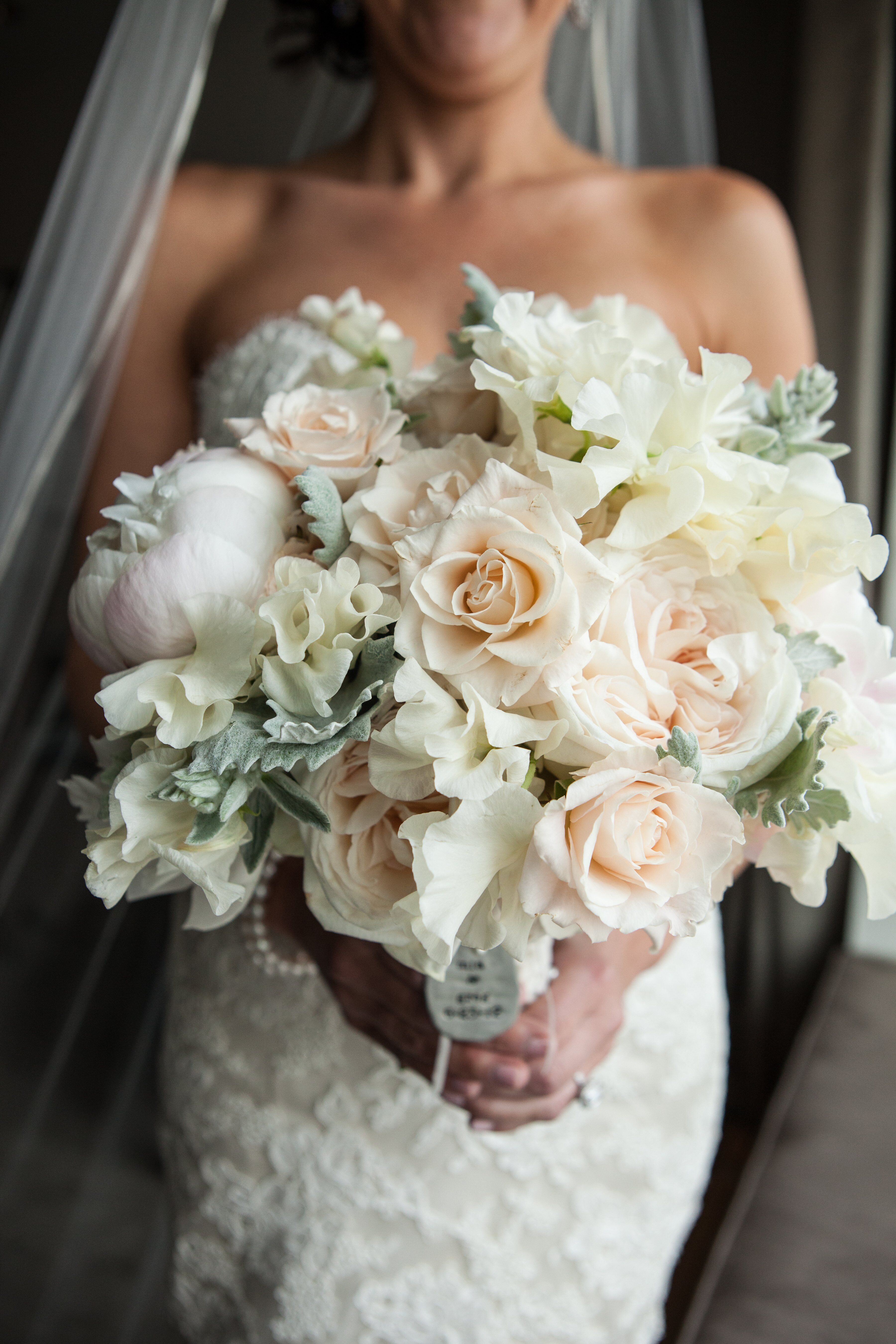 Peach and White Bridal  Bouquet 