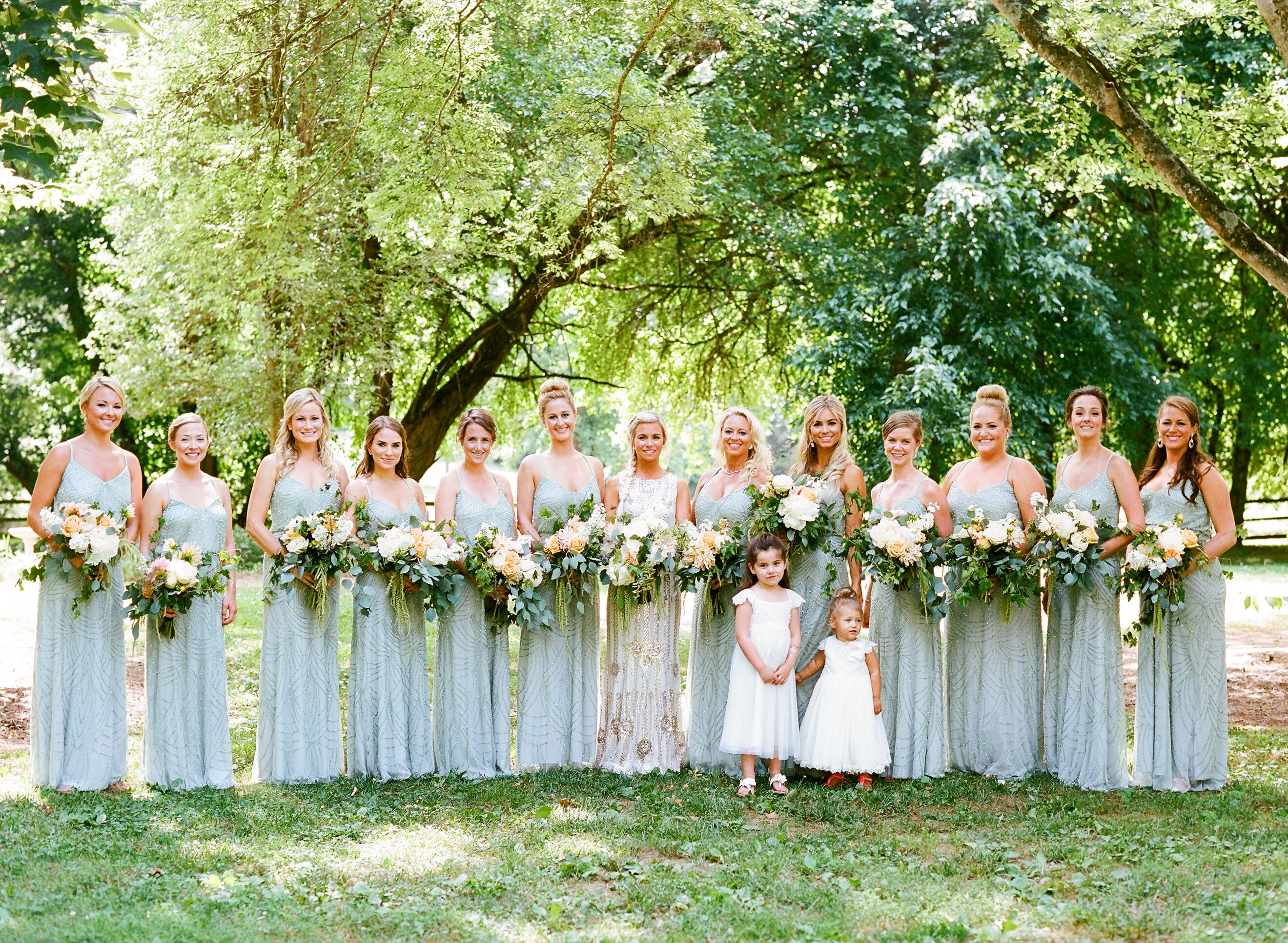Light Blue Floor-Length Bridesmaid Dresses