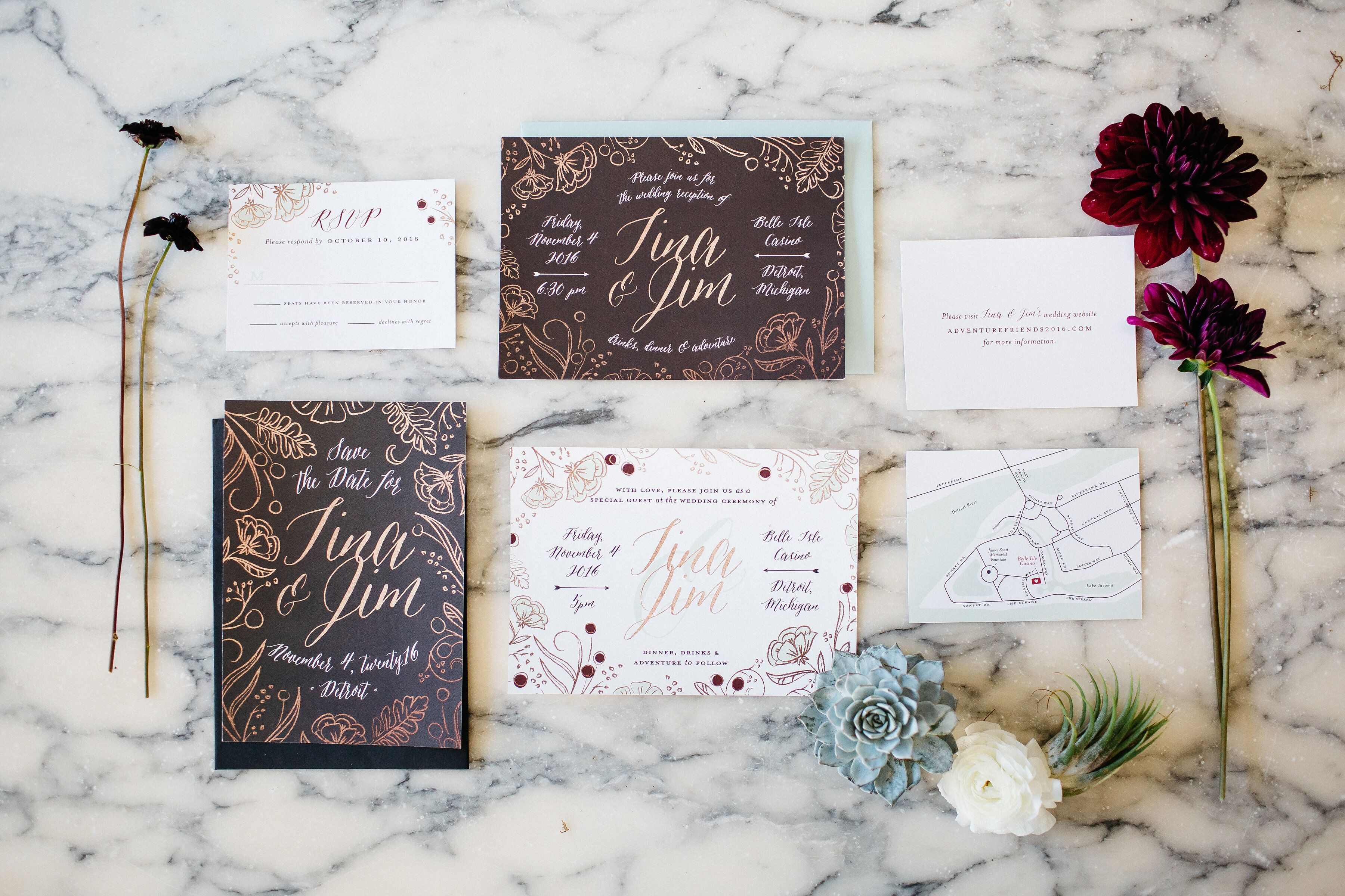 Botanical Gold Foil Invitation Suite