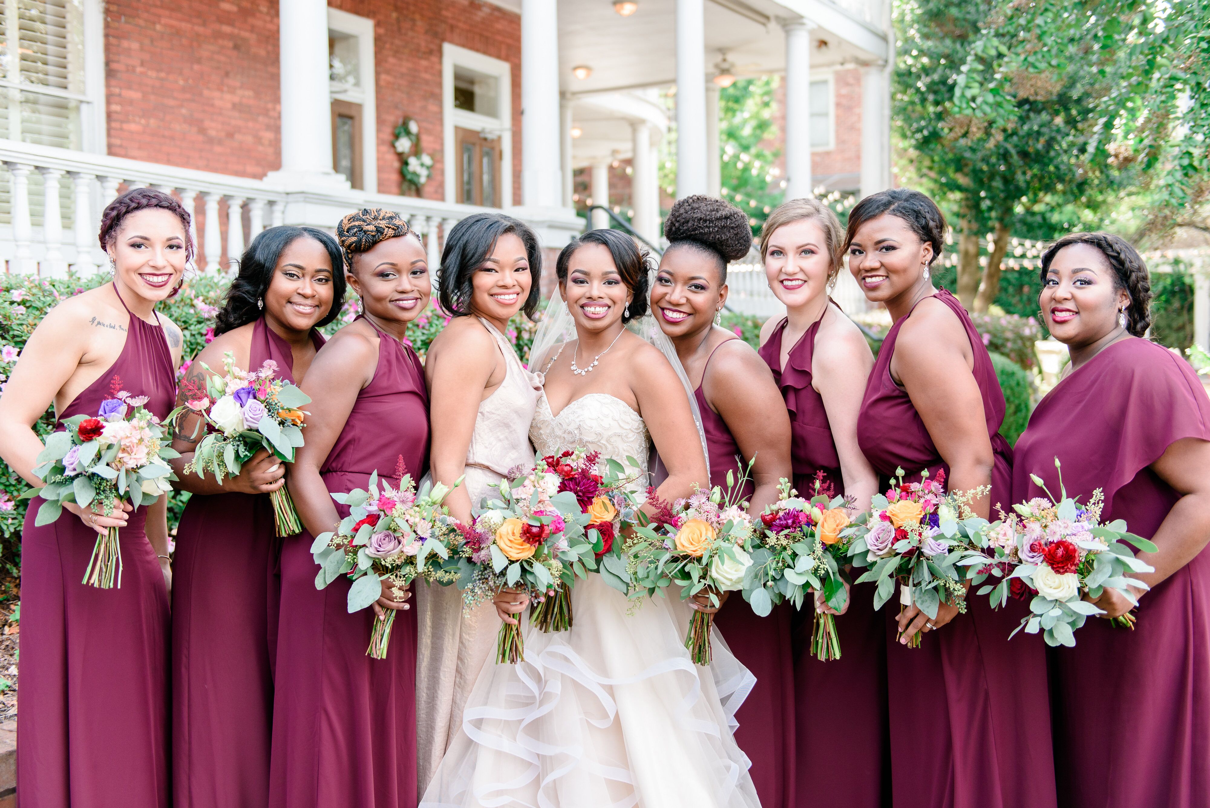 Marsala Red Bridesmaid Gowns