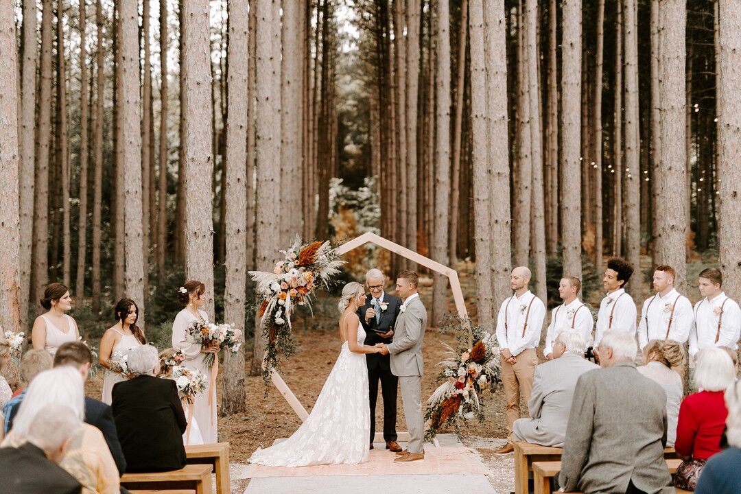 Bohemian Forest Ceremony at Pinewood Weddings And Events in Cambridge