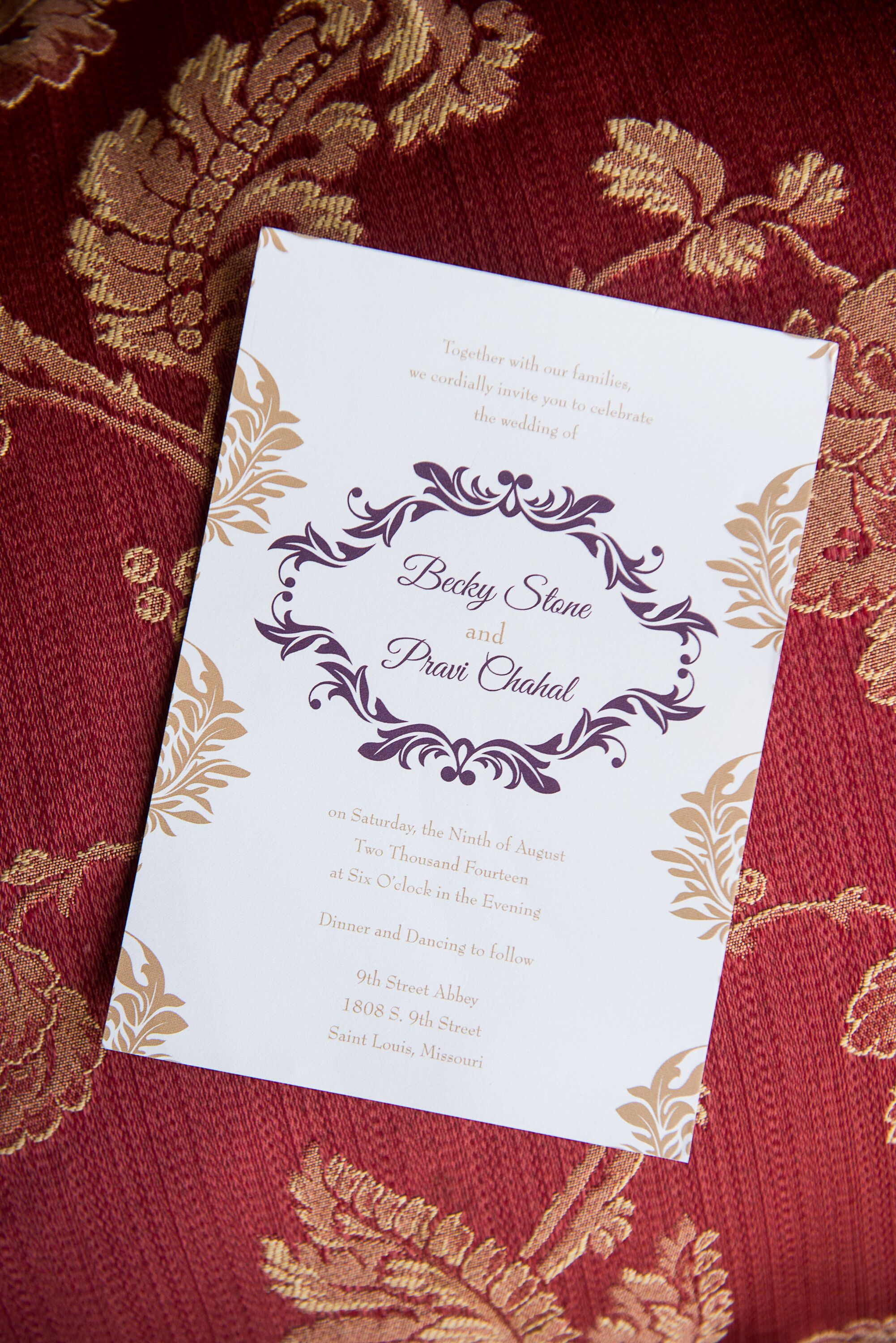 Elegant Purple and Gold Invitations