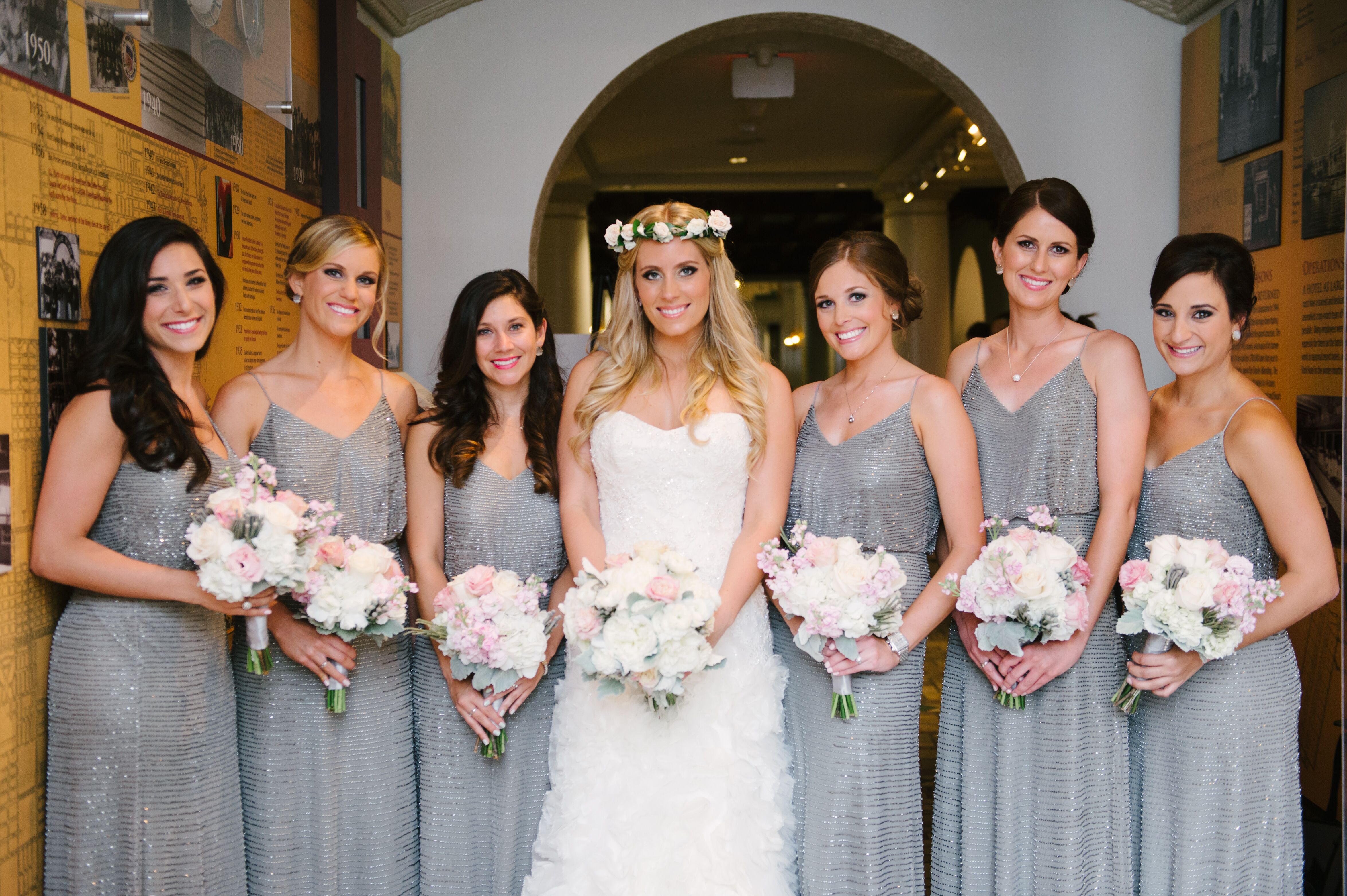 grey beaded bridesmaid dresses