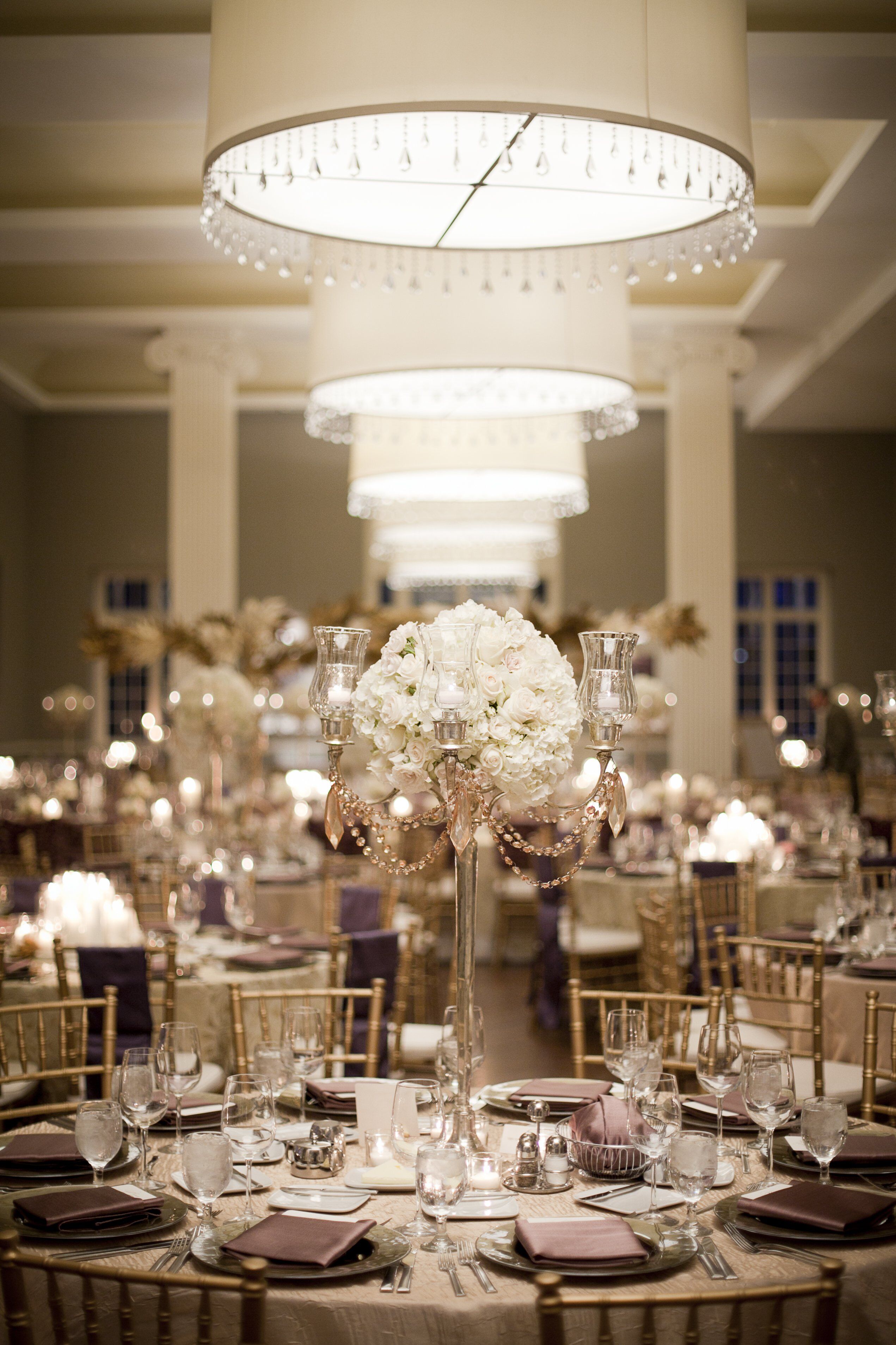 Gold Candelabra and Ivory Rose Centerpieces