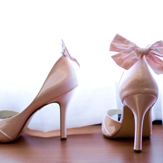 pink satin wedding shoes