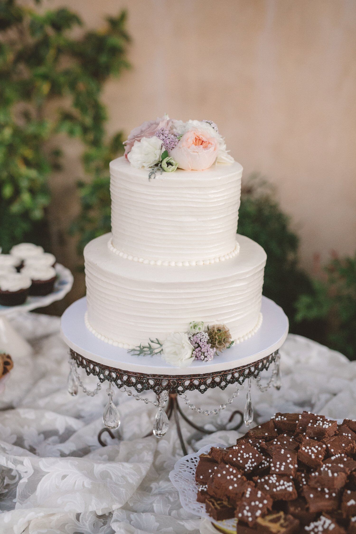 Simple, Rustic Wedding Cake and Dessert Table