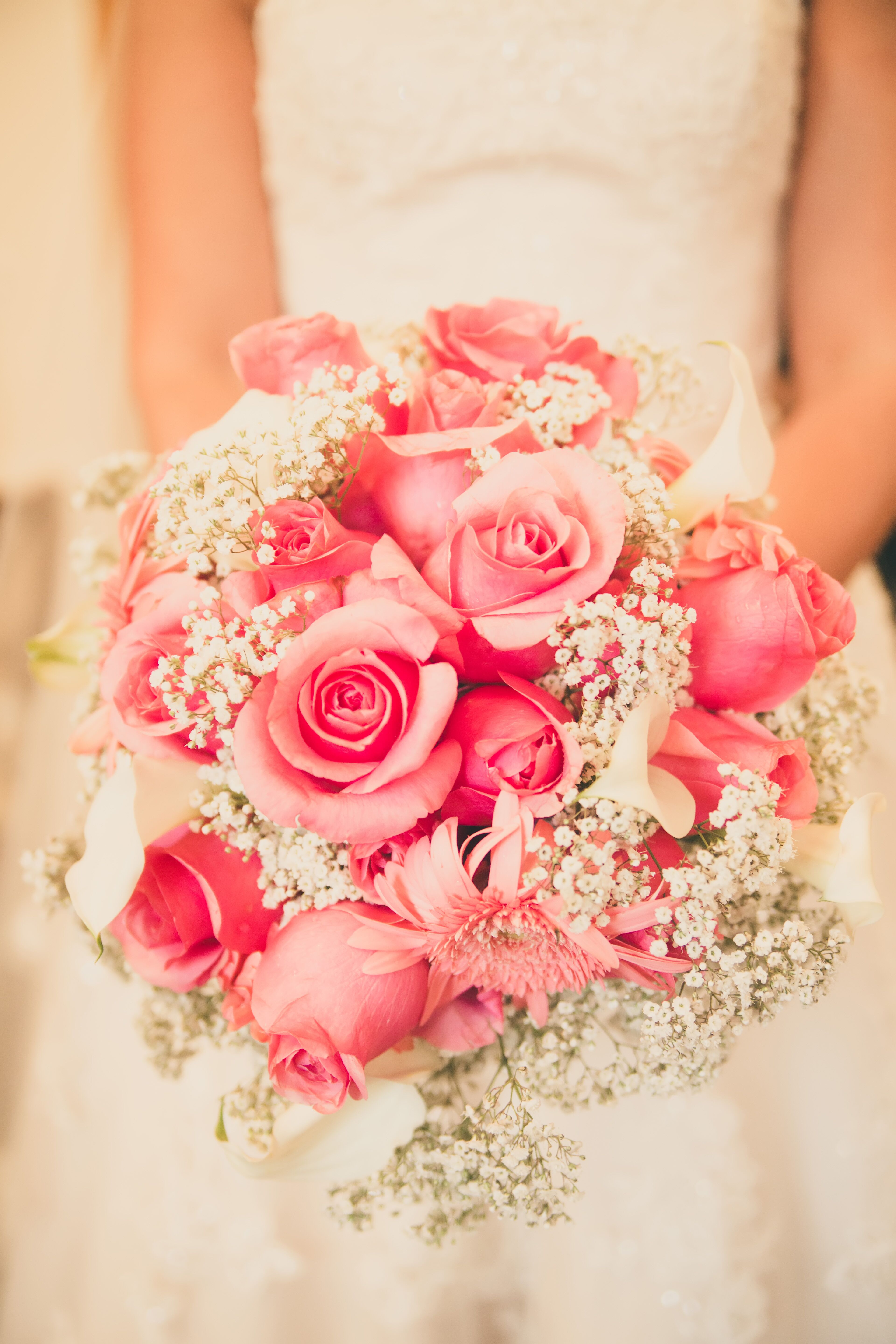 Pink Rose And Baby s Breath Bouquet