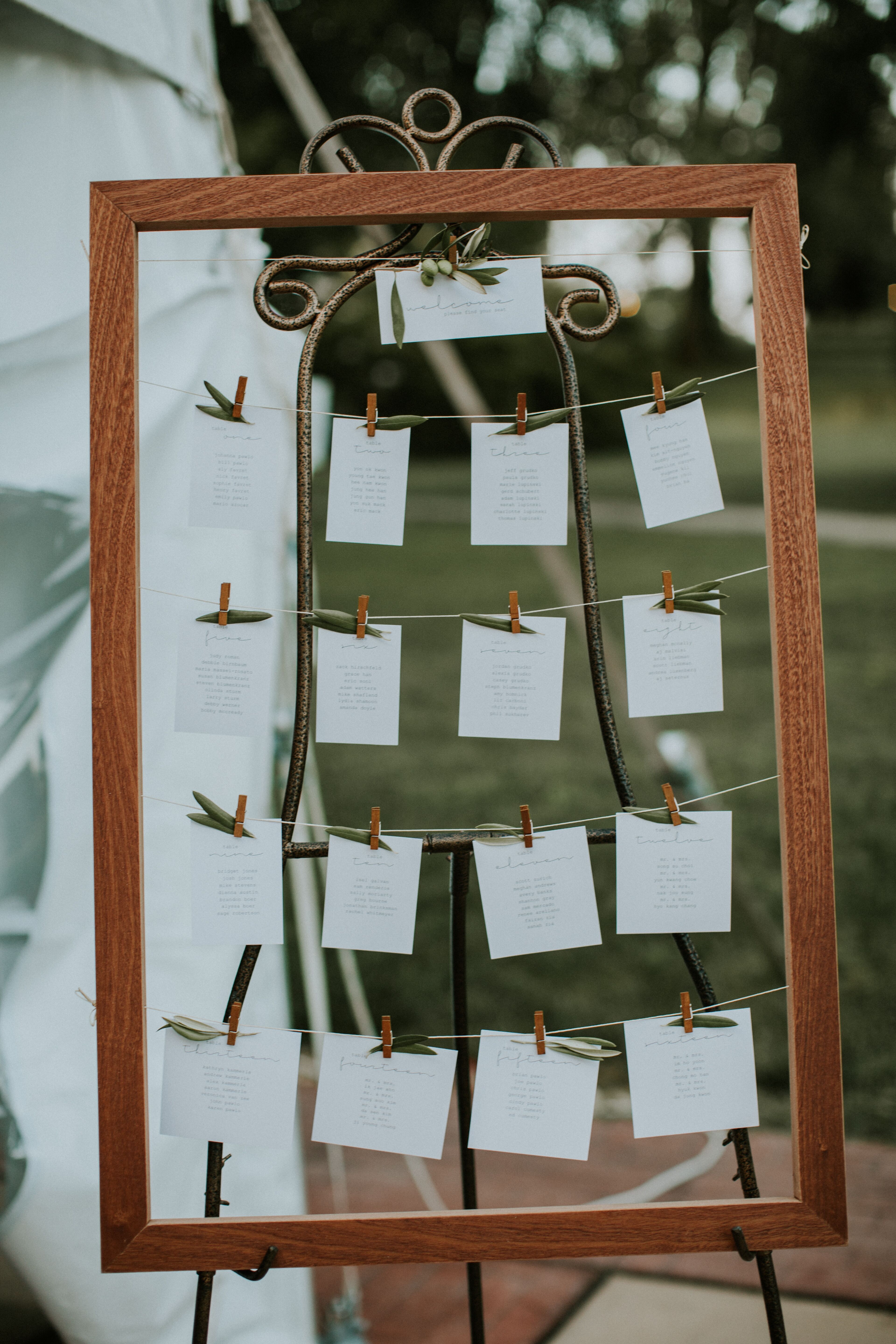 Simple and Fresh Seating Chart Display