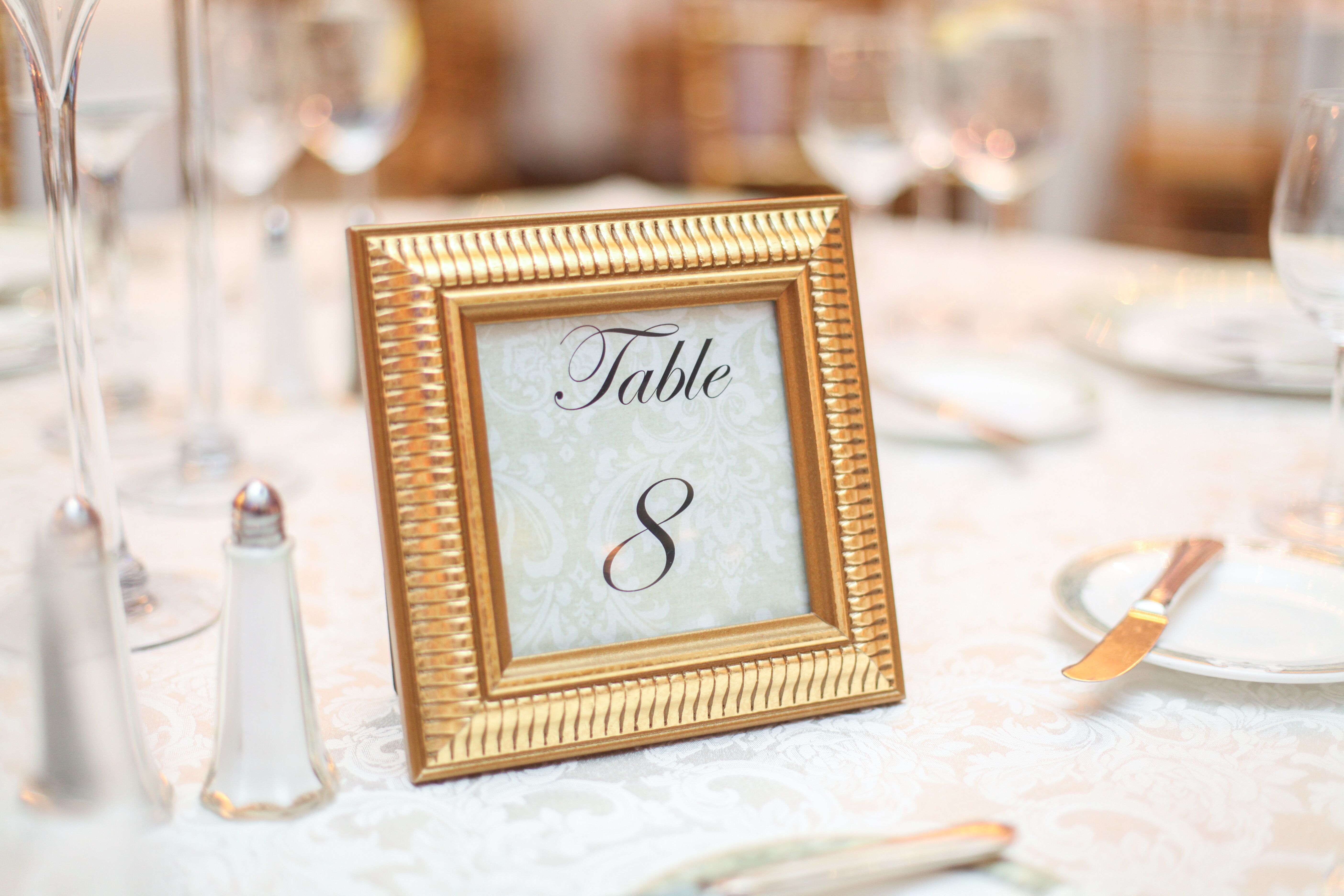 Elegant Gold-Framed Table Numbers