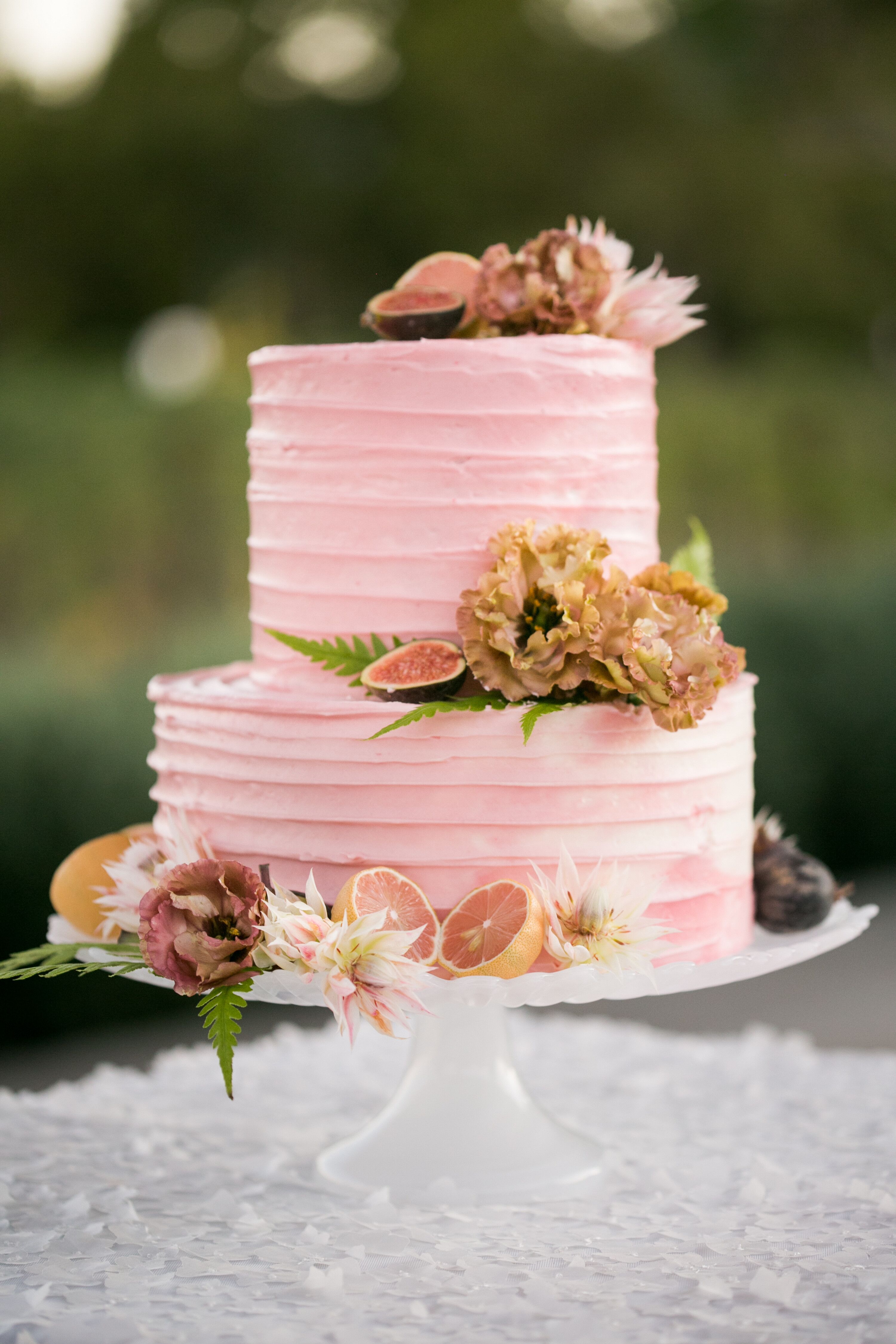Pink Wedding Cake with Citrus Accents