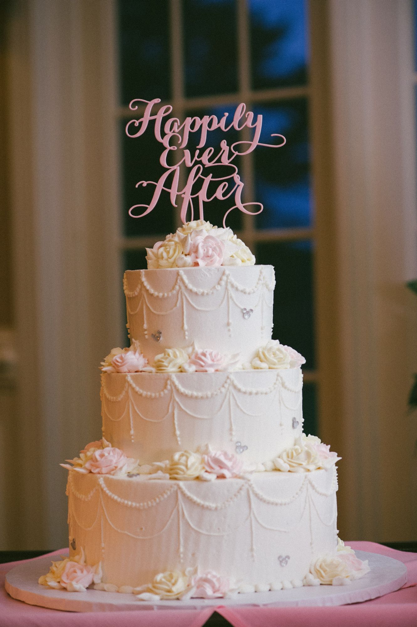 Disney Themed Three Tiered Wedding Cake