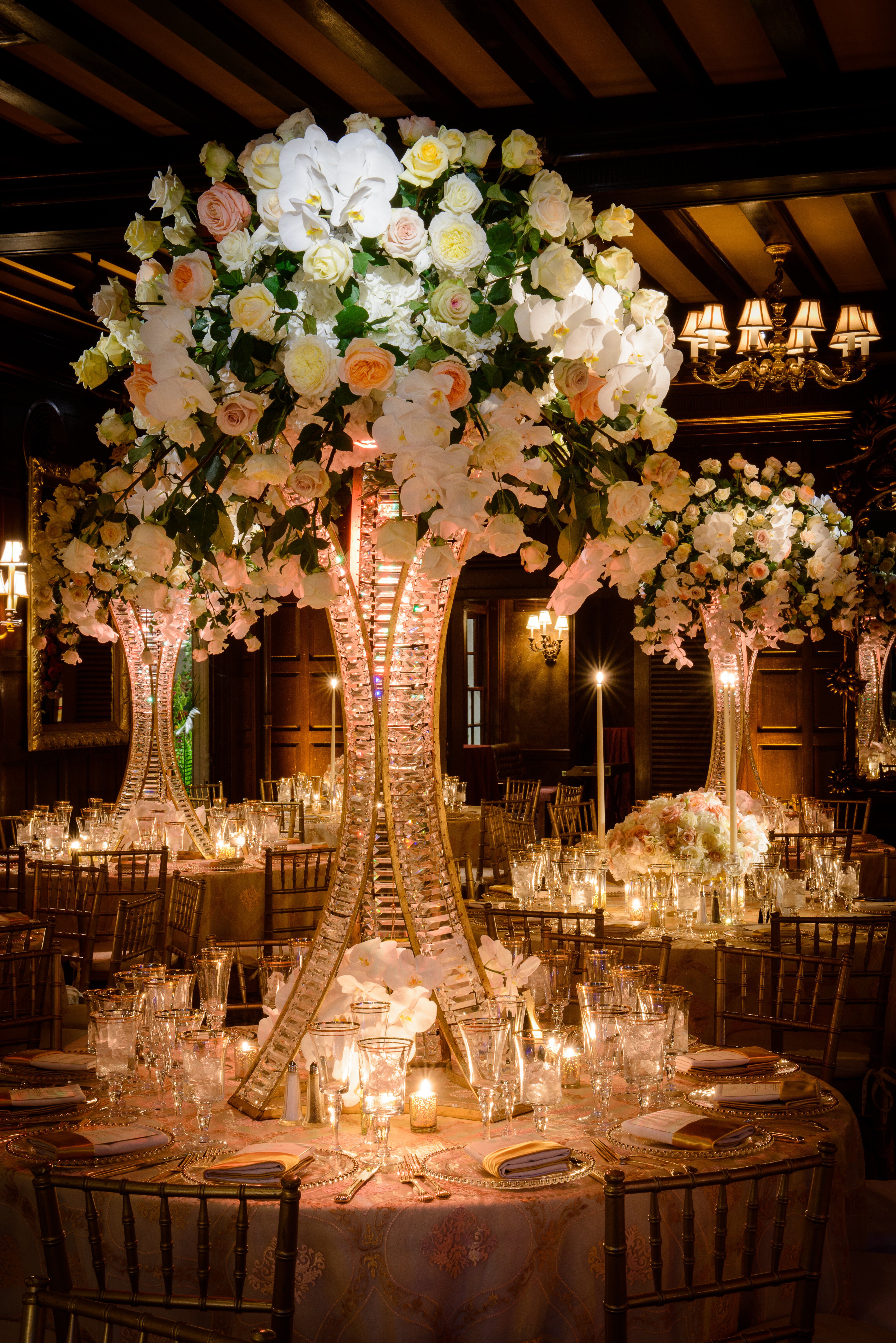 High Garden Rose and Orchid Centerpieces