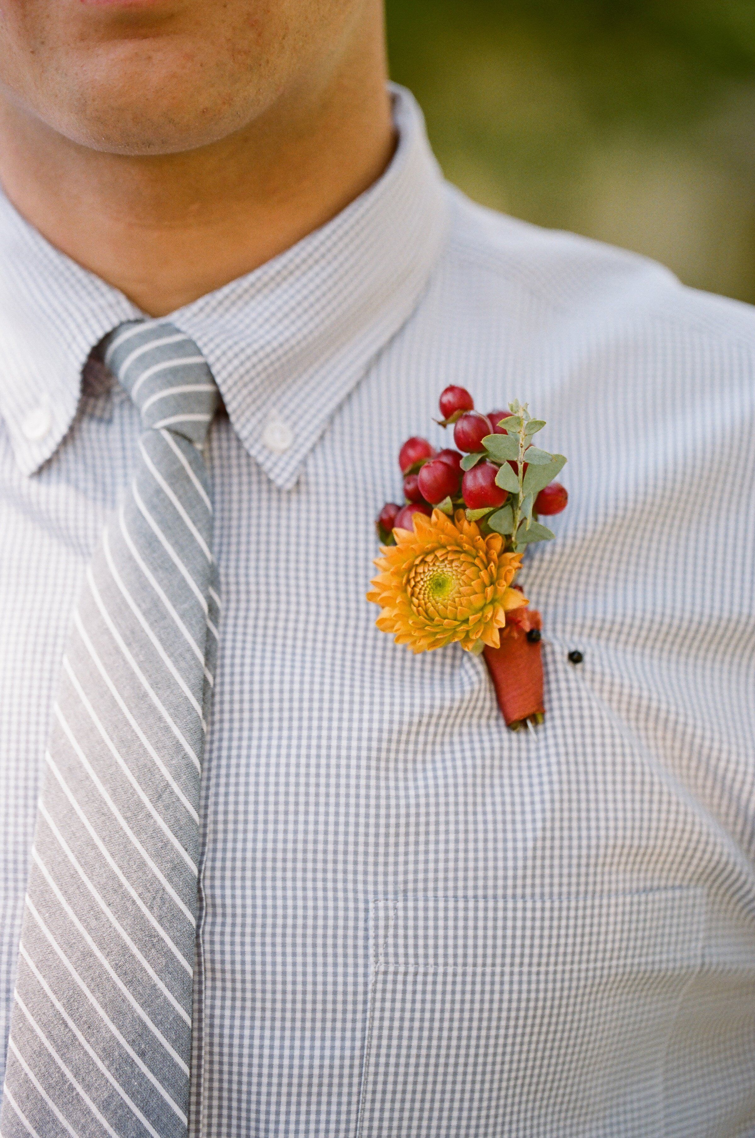 Orange and Red Boutonniere