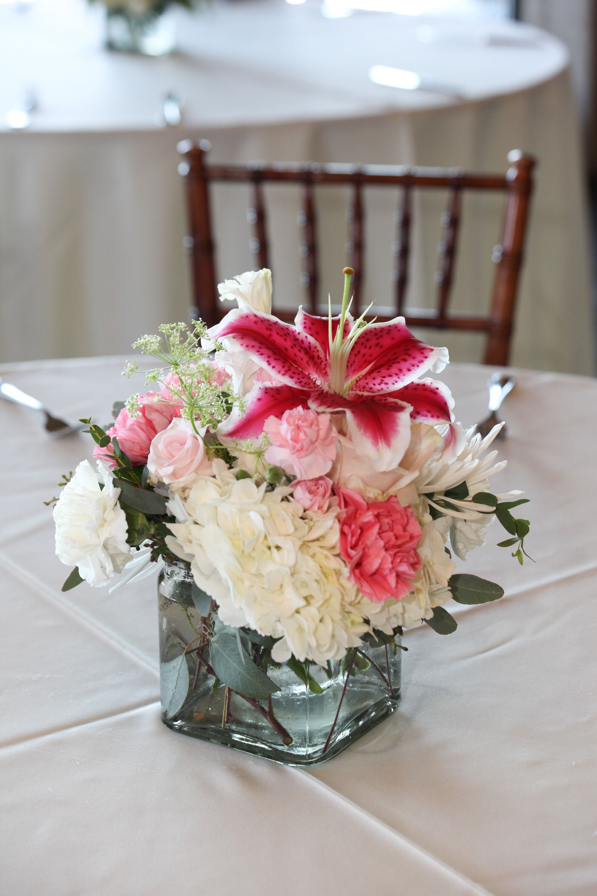 Romantic Pink and White Flower Centerpiece