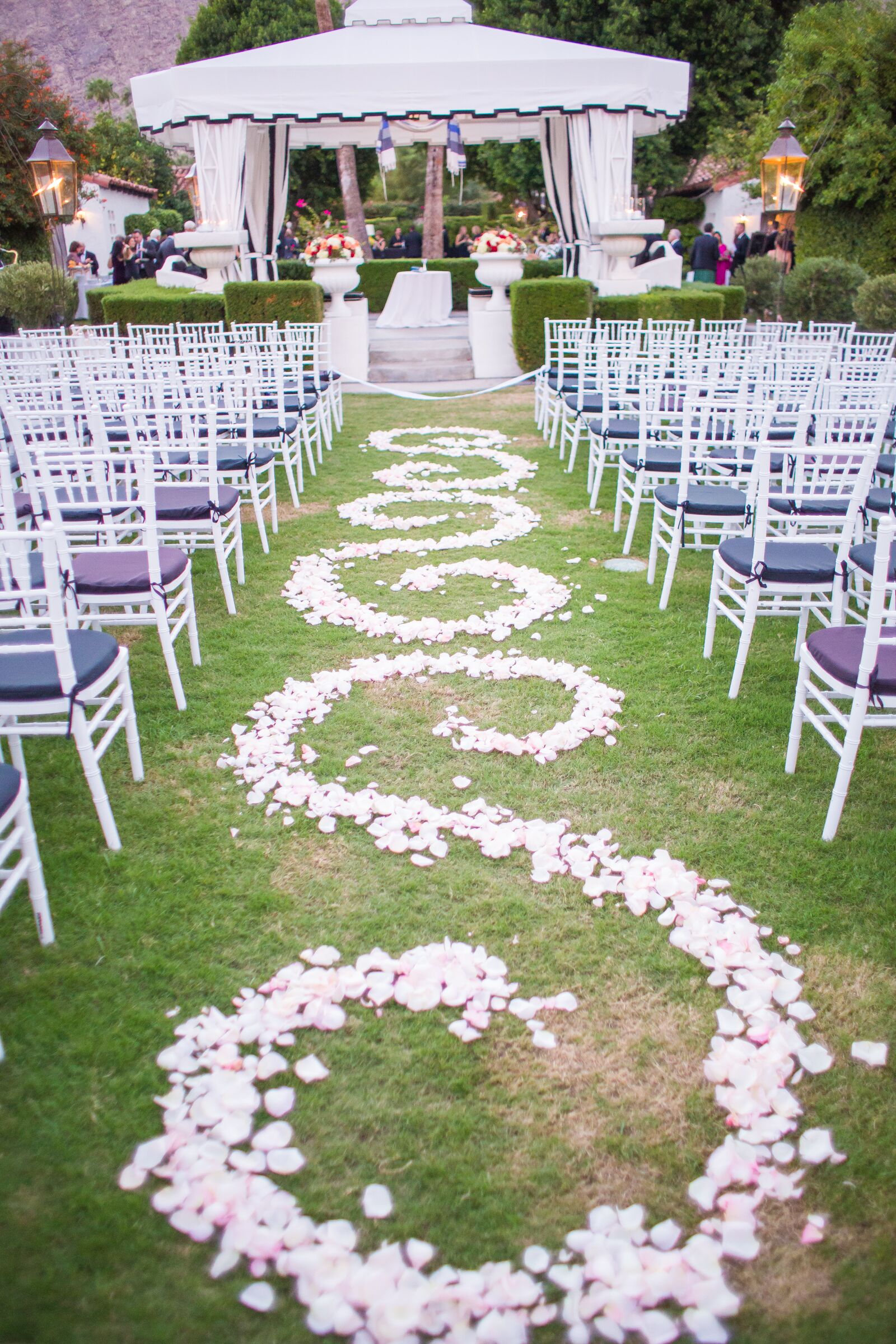 Outdoor Wedding Ceremony, Aisle Rose Petals