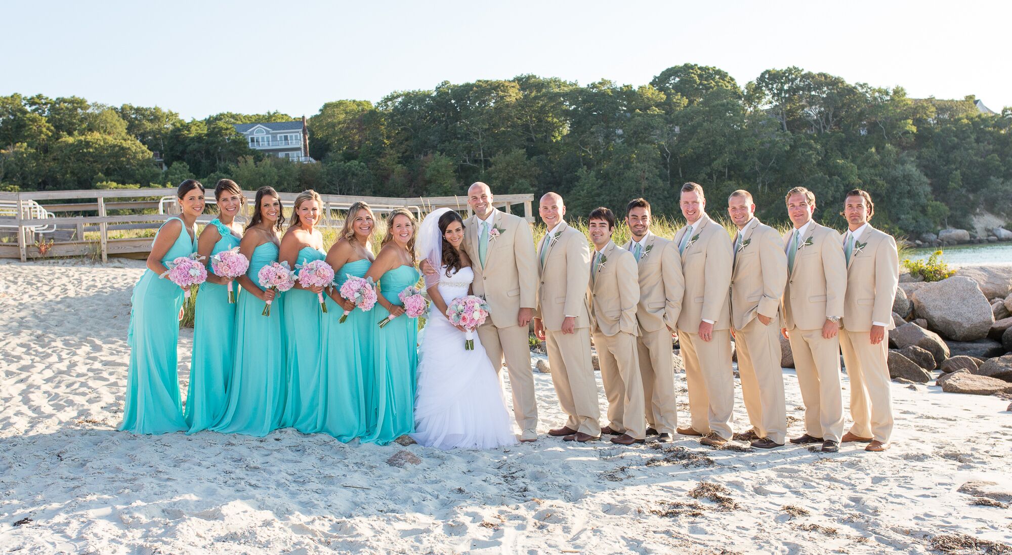 Aqua bridesmaid dresses outlet for beach wedding