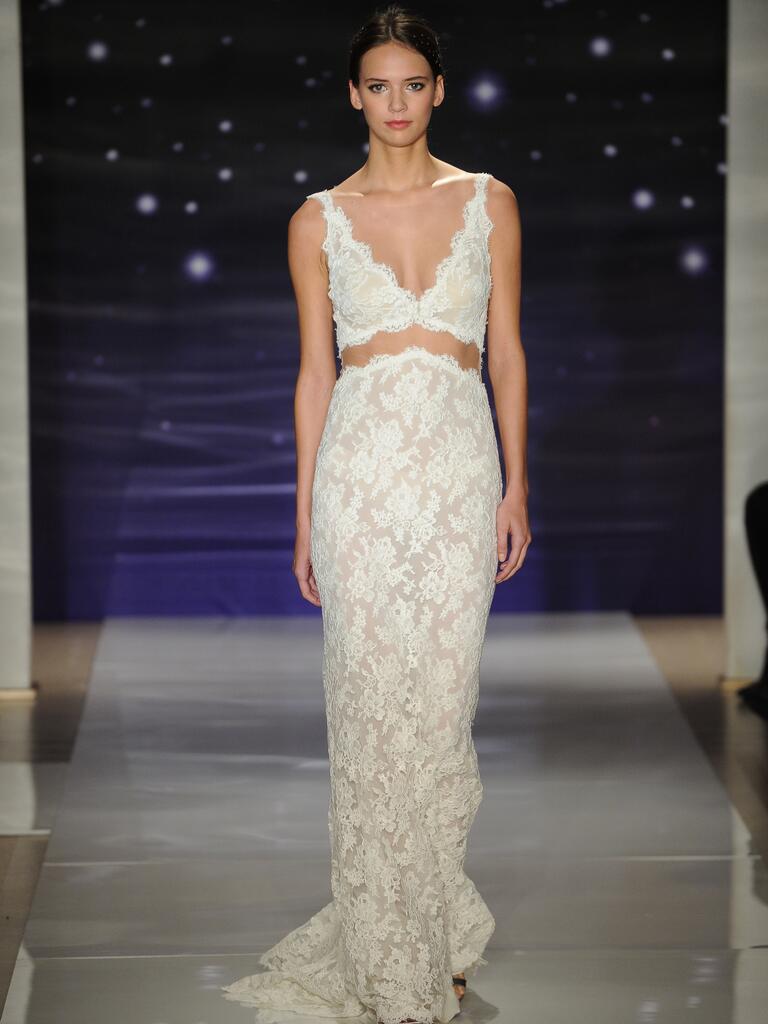 Reem Acra lace bralette and skirt wedding dress