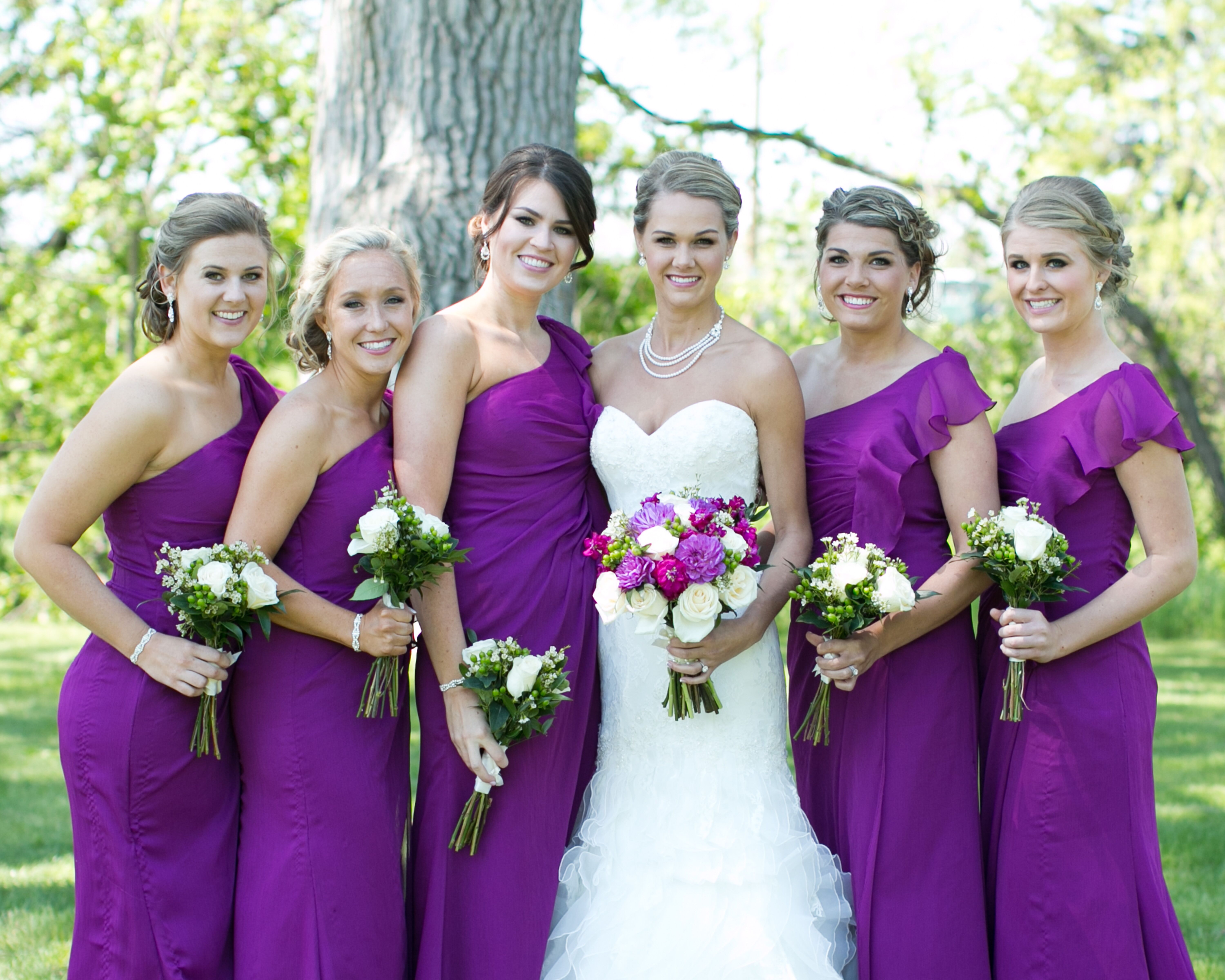 One-Shoulder Purple Bridesmaid Dresses