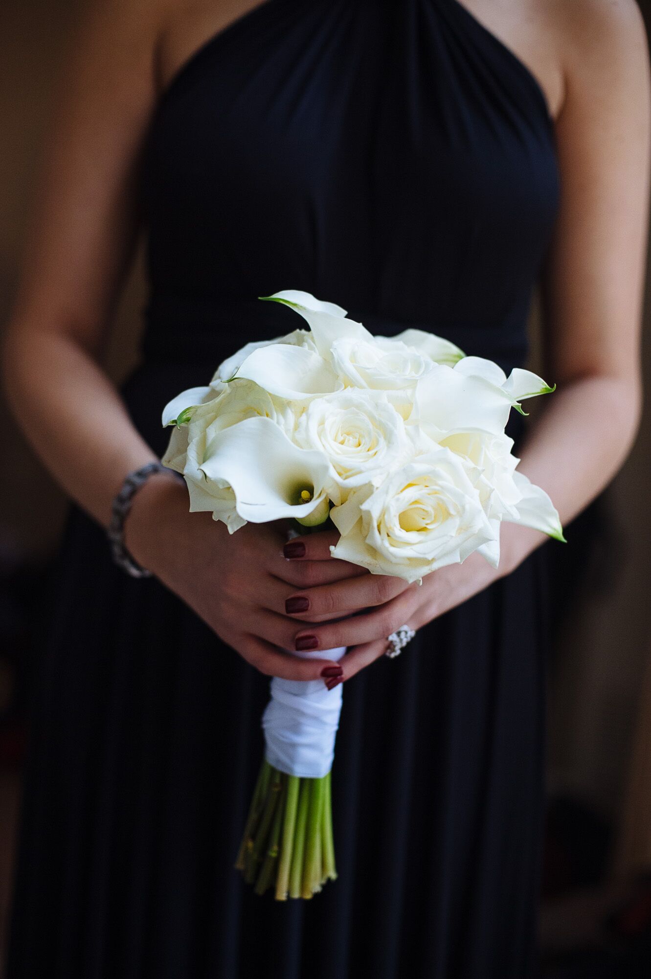 All-White Calla Lily and Rose Bouquet