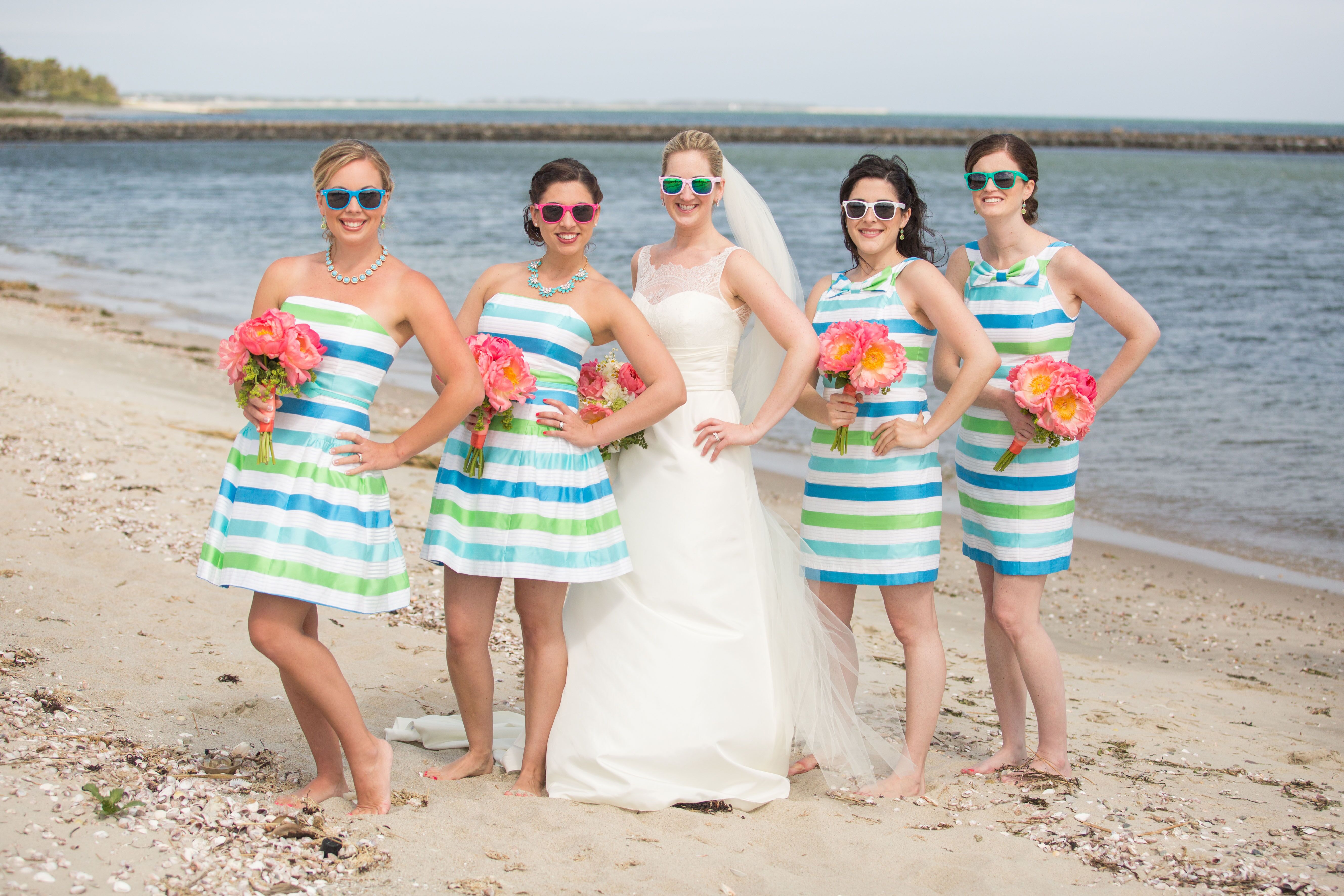 Preppy Blue and Green Striped Lilly Pulitzer Bridesmaid Dresses