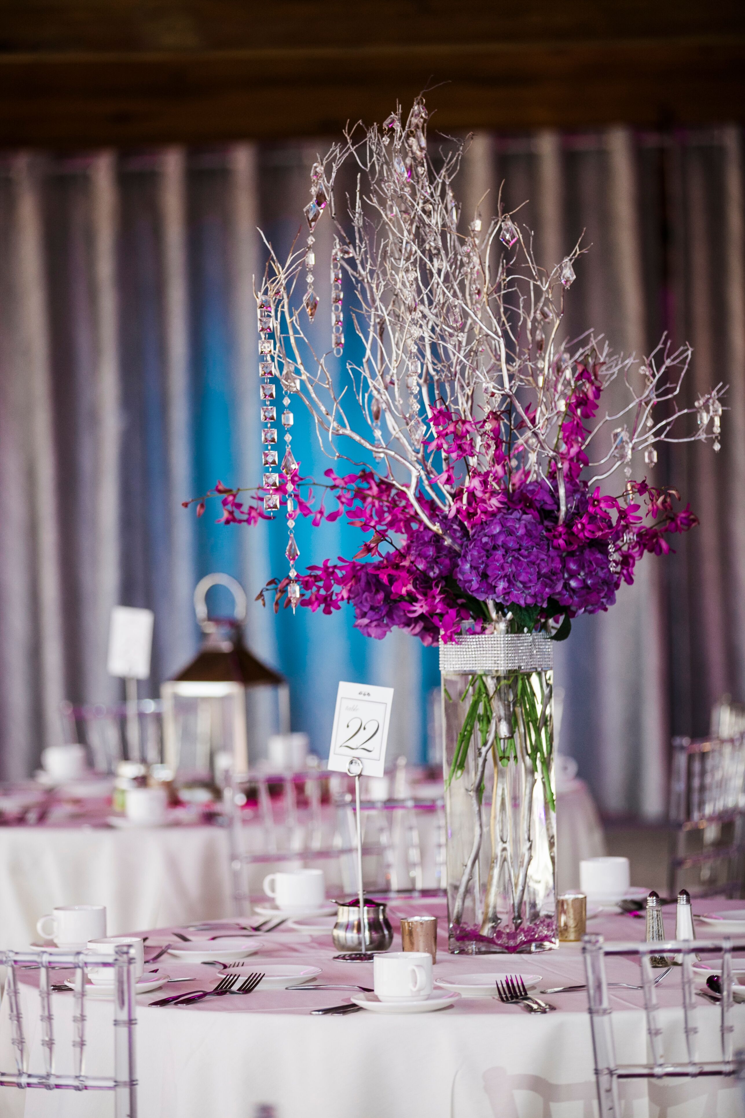 Silver Manzanita Branch Wedding Centerpiece