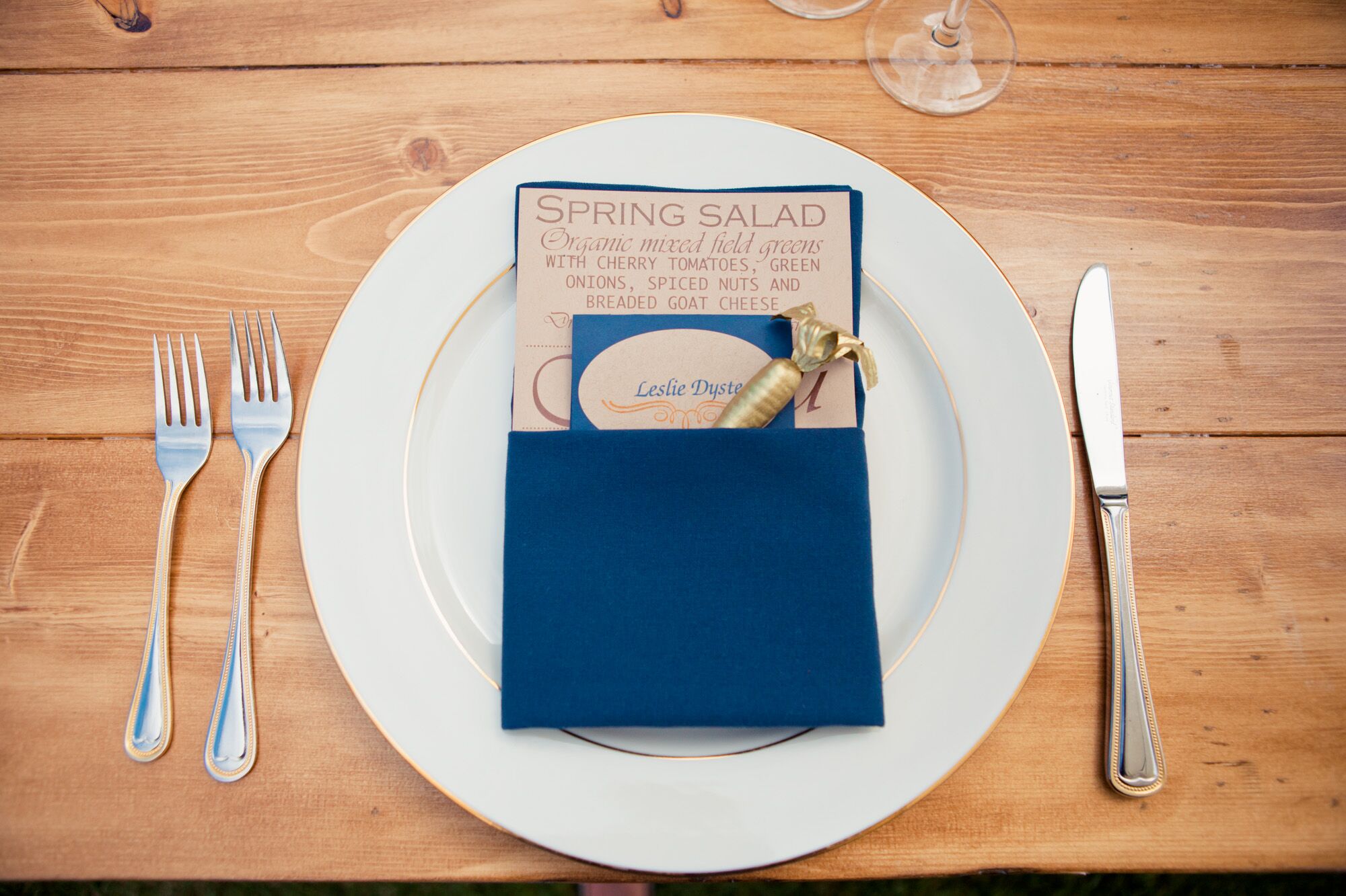 Brown and Blue Seating Cards