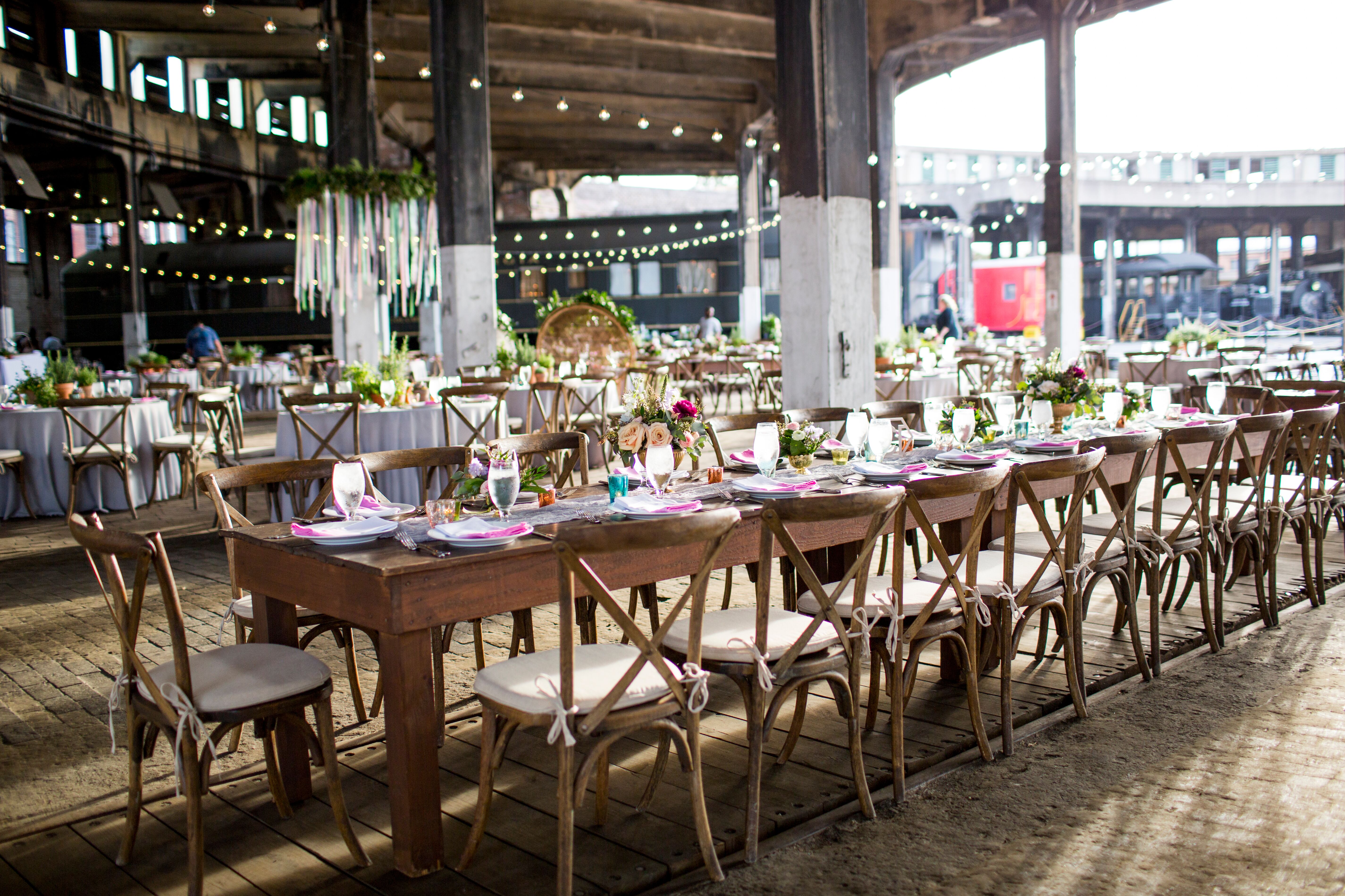 Hanging Greenery Installation in Industrial Reception Space