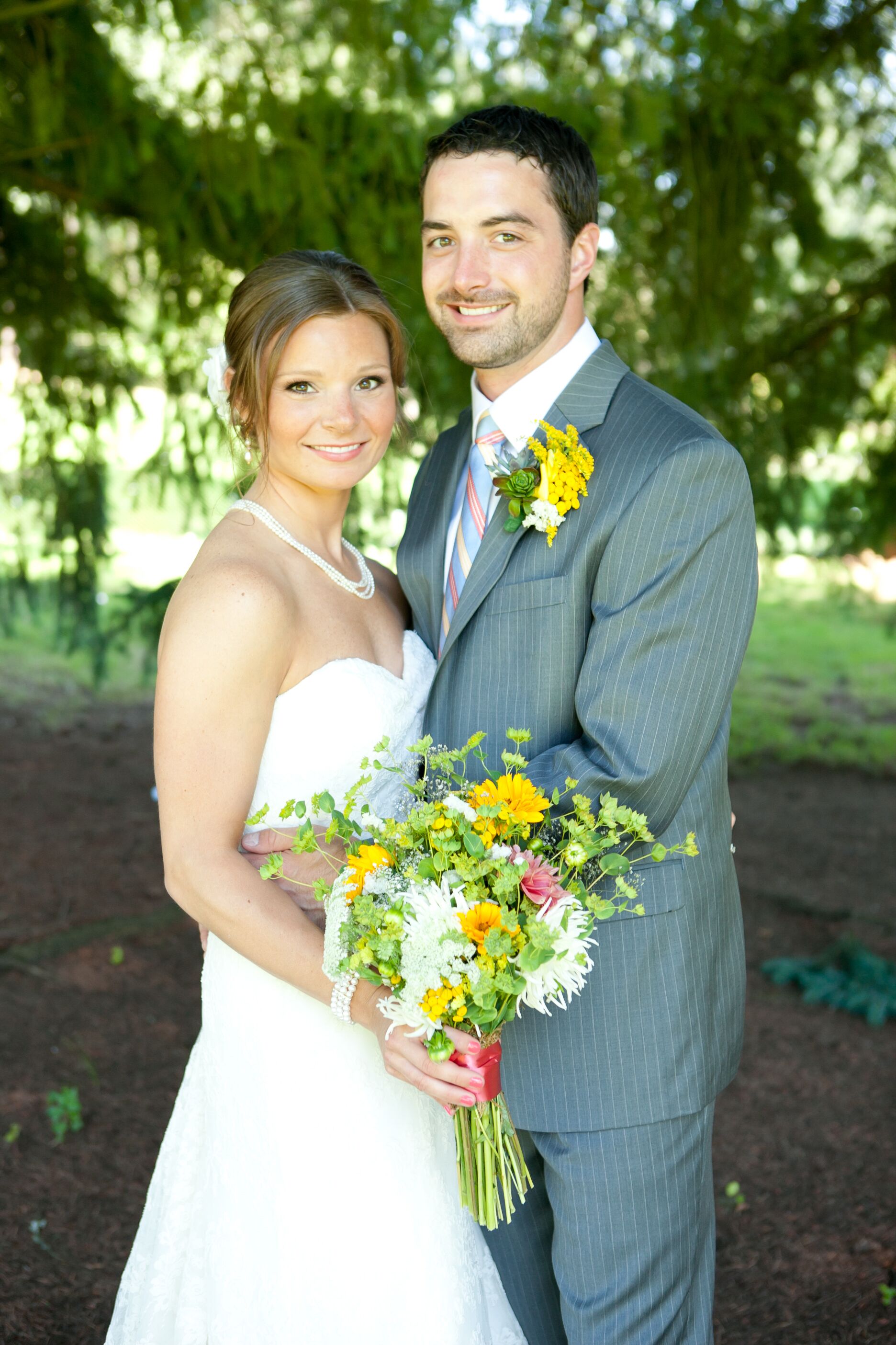 Couple Shot with Colorful Flowers