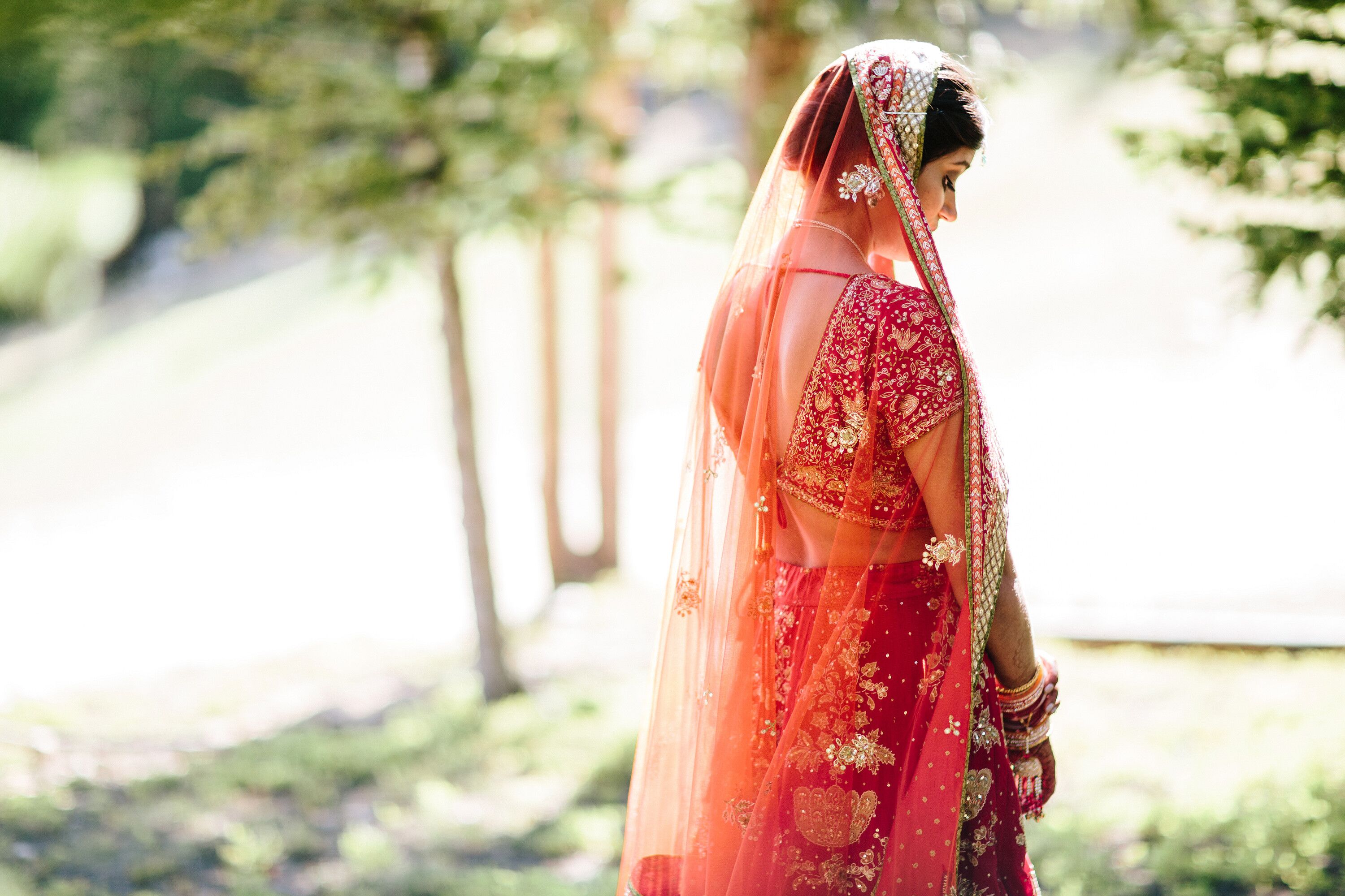 Bride in Traditional Red Lehenga at Wedding