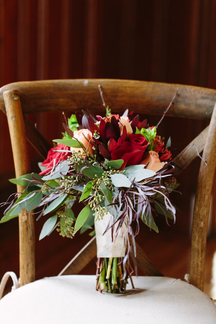 Burgundy Bouquet with Calla Lilies and Eucalyptus