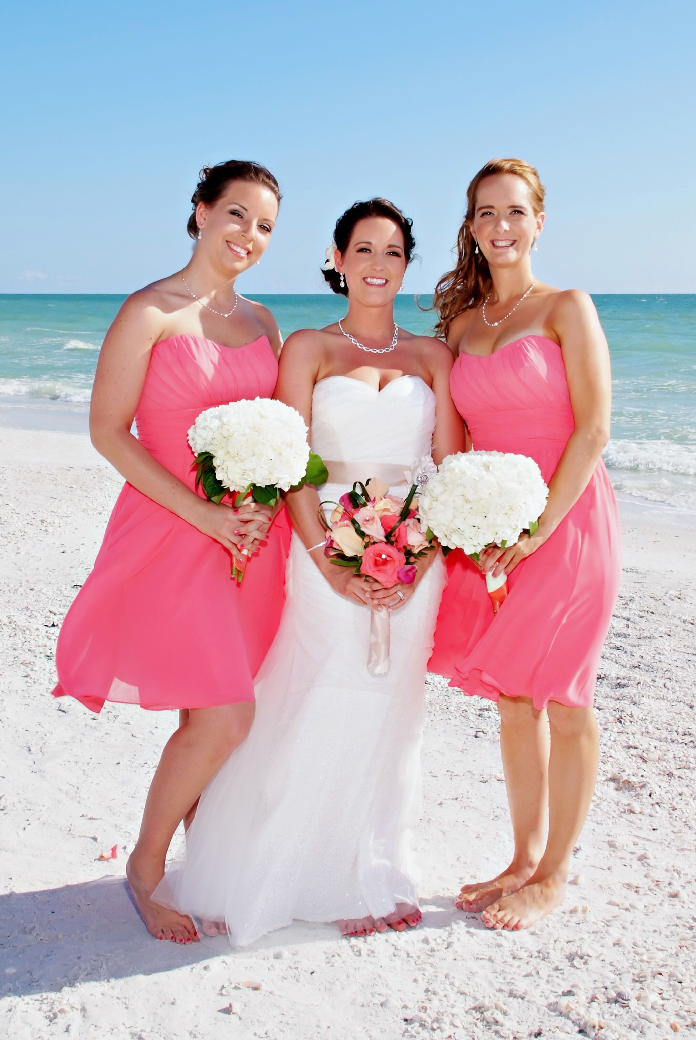 Strapless Coral Sequin Alfred Angelo Bridesmaids Dresses